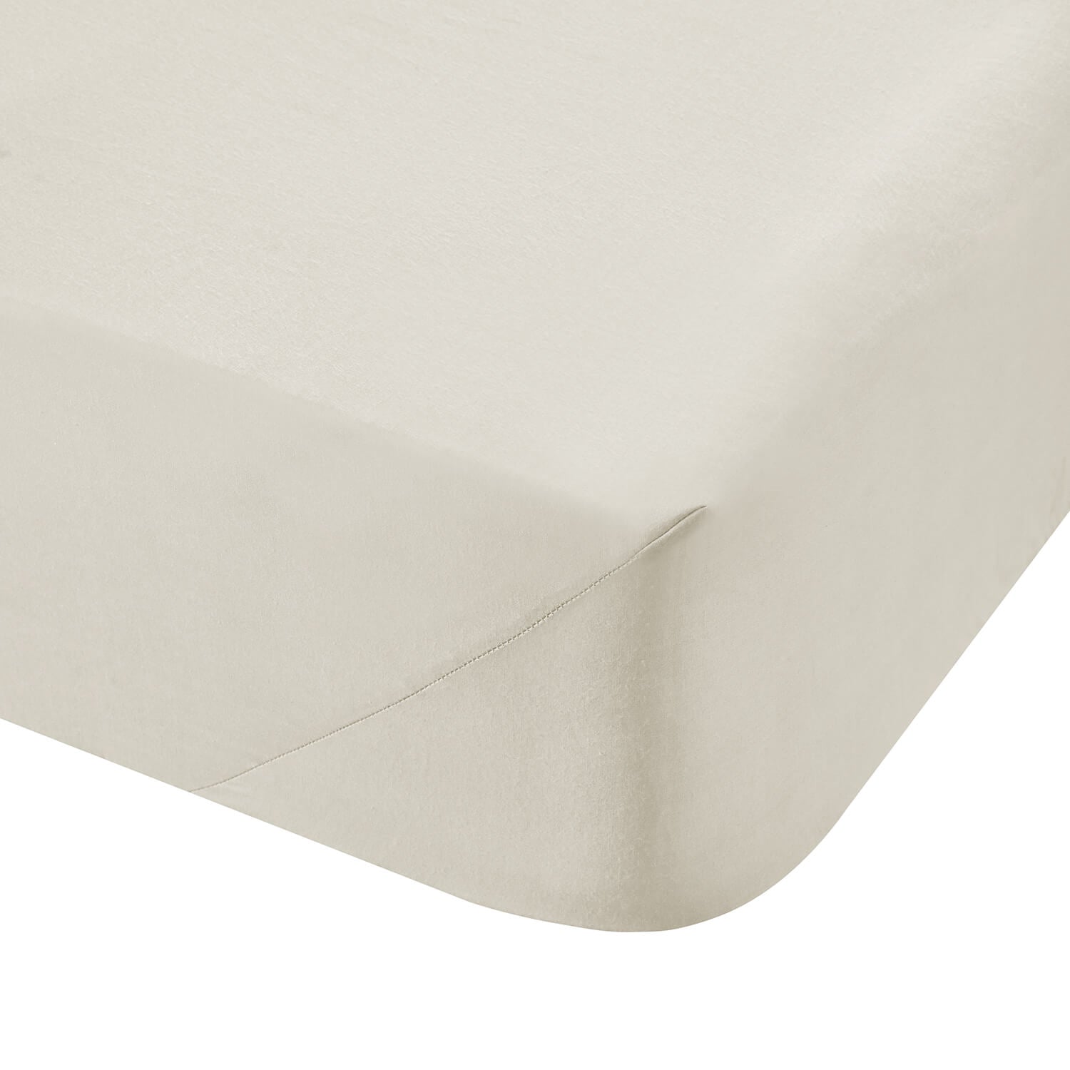 Catherine Lansfield 100% Cotton 500 Thread Count Cotton Rich Fitted Sheet - Cream 1 Shaws Department Stores