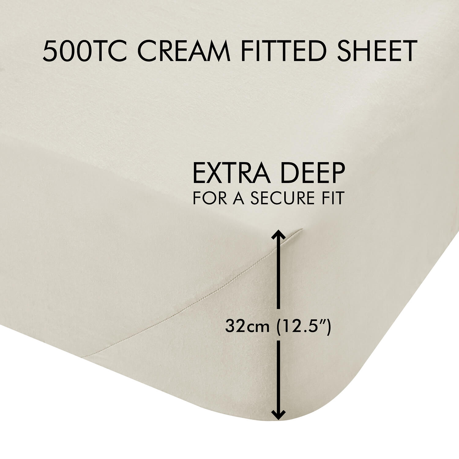 Catherine Lansfield 100% Cotton 500 Thread Count Cotton Rich Fitted Sheet - Cream 2 Shaws Department Stores