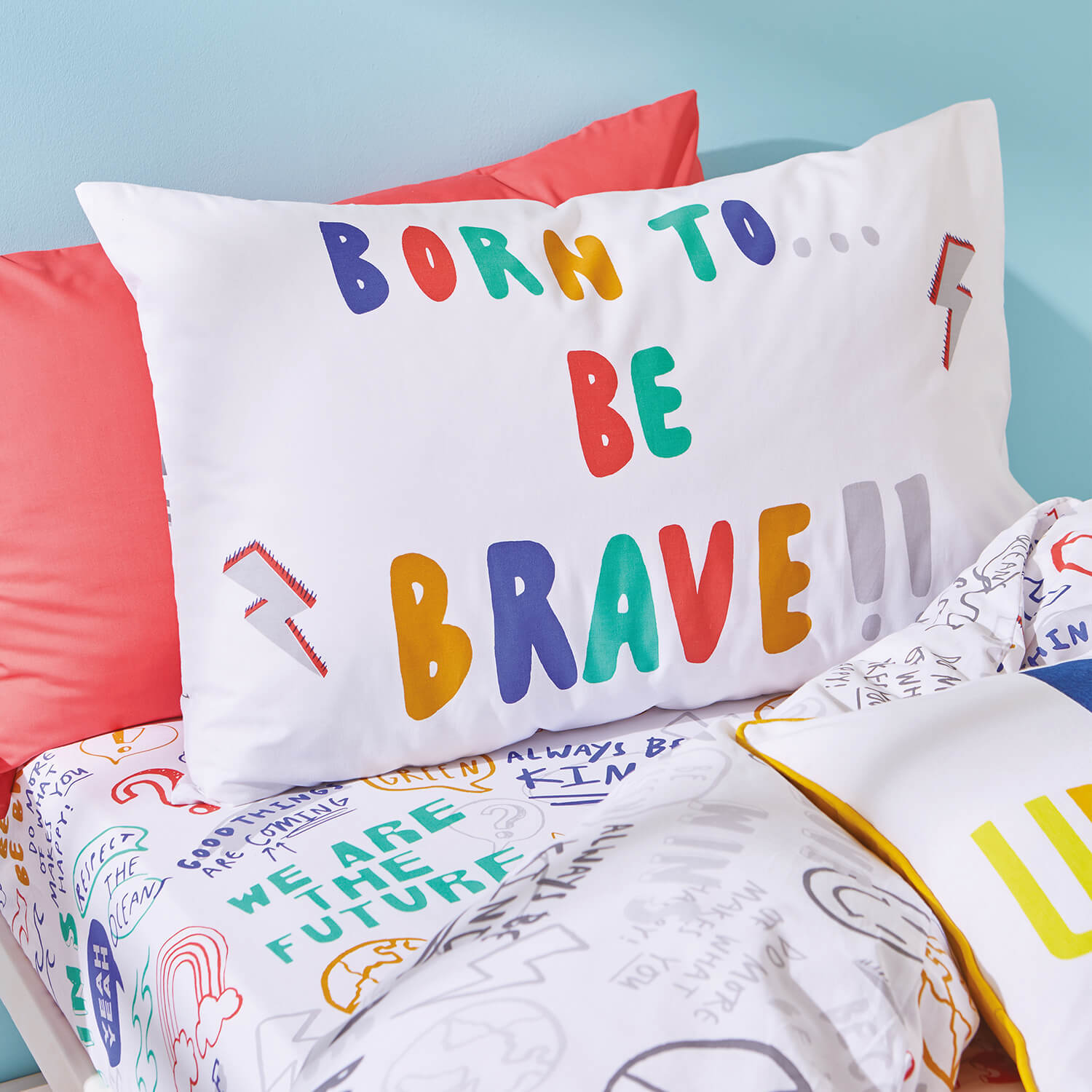  Born To Be Brave Organic Cotton Duvet Set - Bright 2 Shaws Department Stores