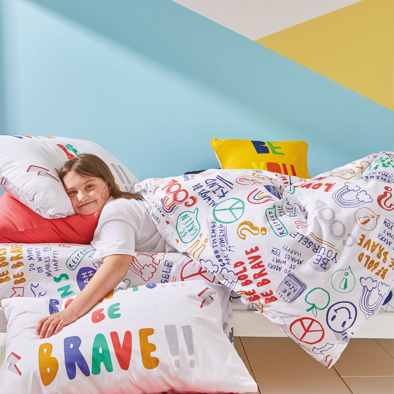  Born To Be Brave Organic Cotton Duvet Set - Bright 4 Shaws Department Stores