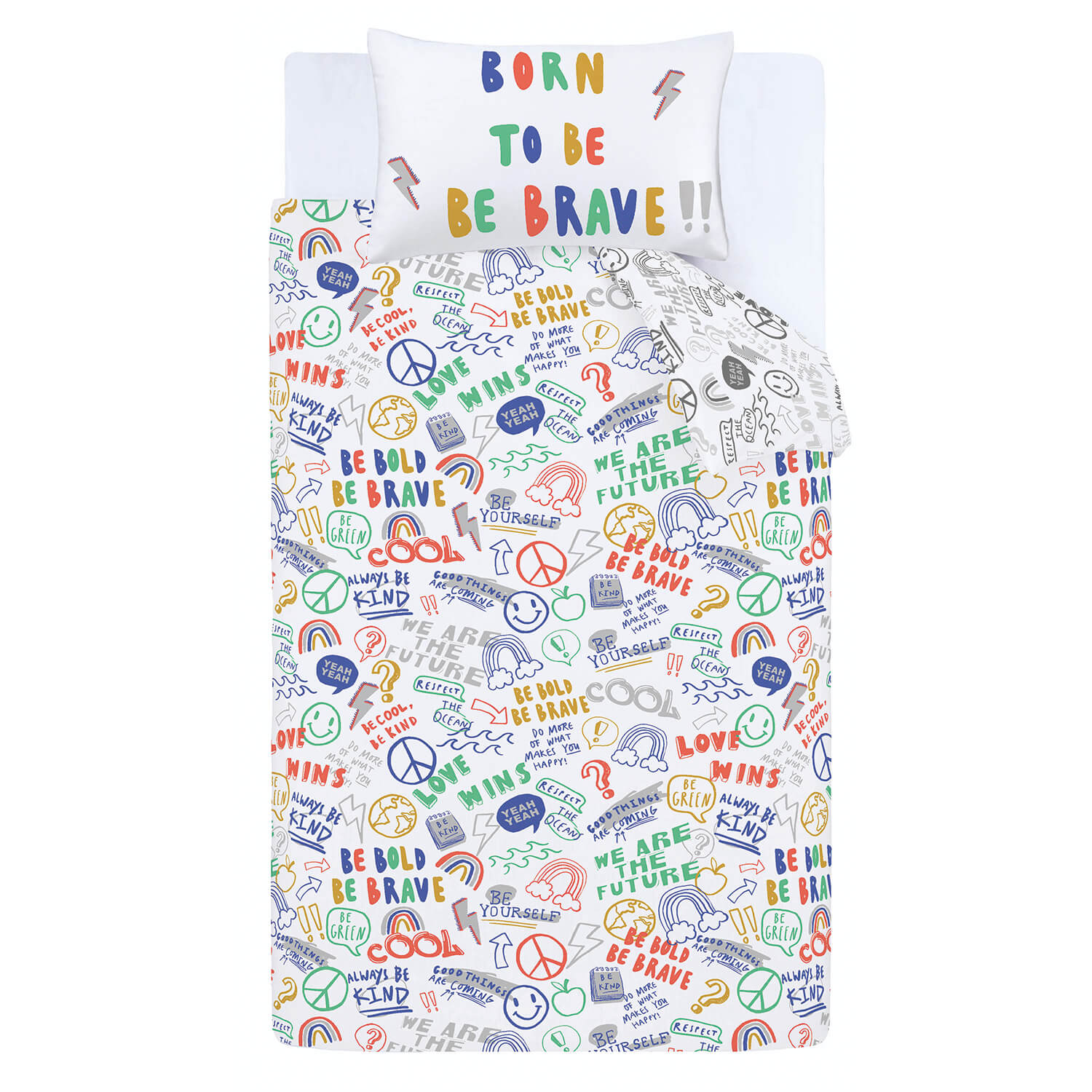  Born To Be Brave Organic Cotton Duvet Set - Bright 5 Shaws Department Stores