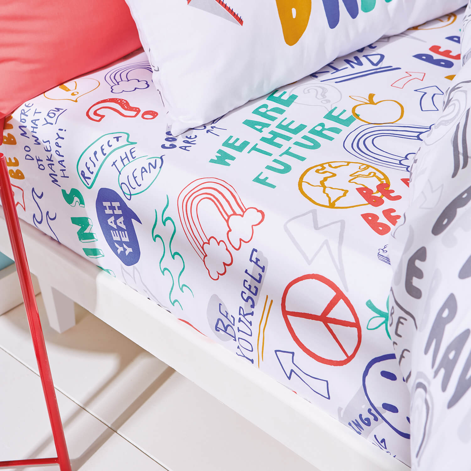 Born To Be Brave Organic Cotton Fitted Sheet - Bright 1 Shaws Department Stores