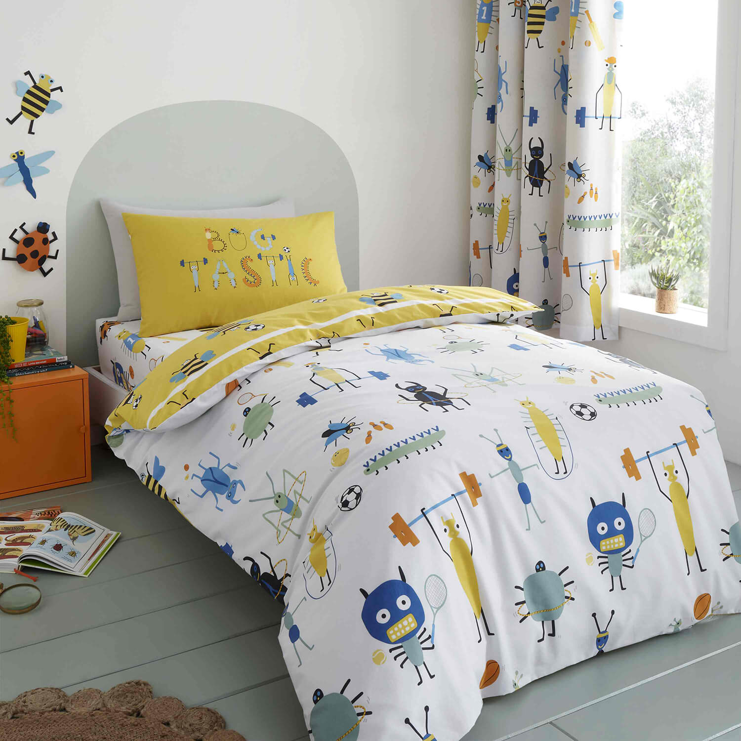 Catherine Lansfield Bugtastic Easy Care Duvet Set - Yellow 1 Shaws Department Stores