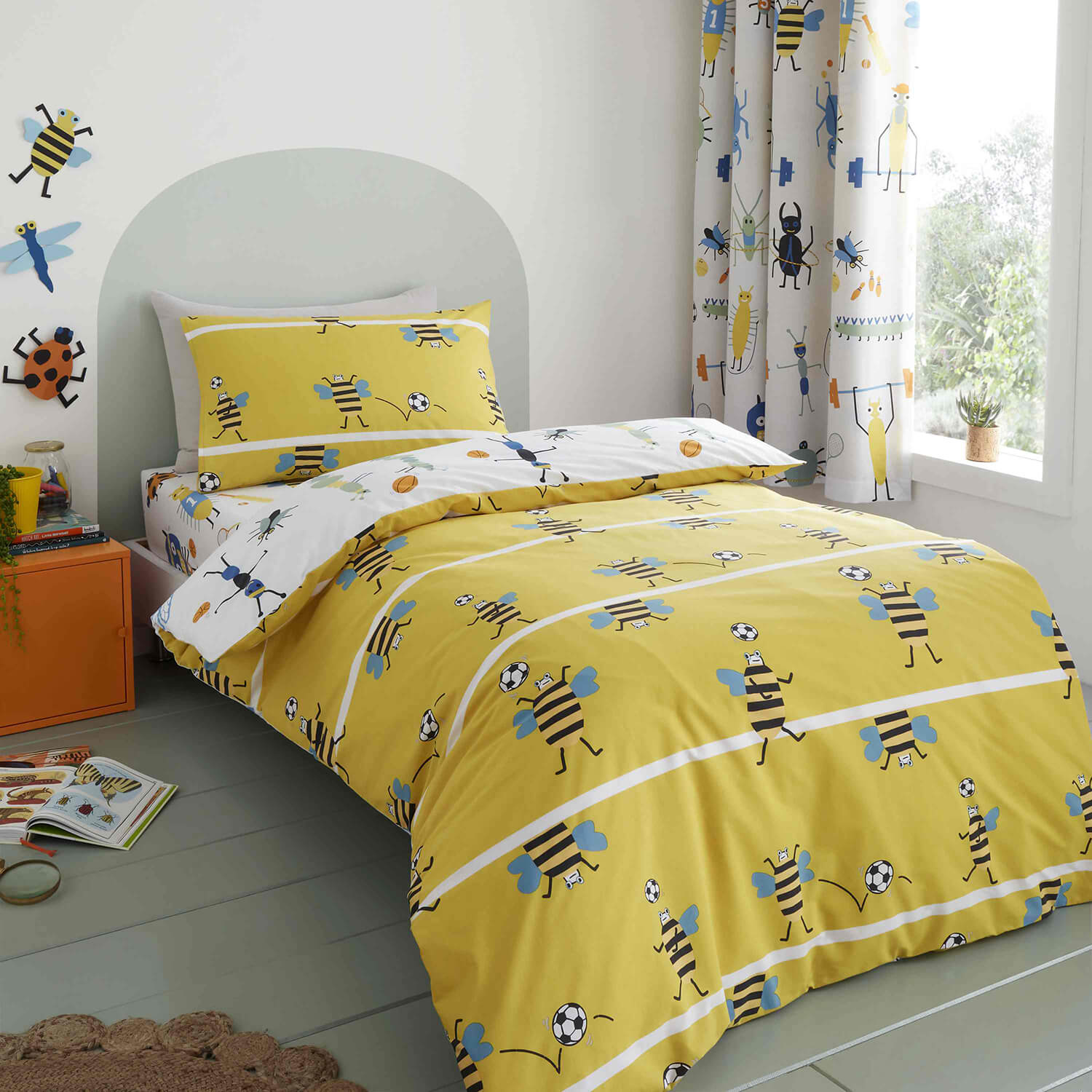 Catherine Lansfield Bugtastic Easy Care Duvet Set - Yellow 2 Shaws Department Stores