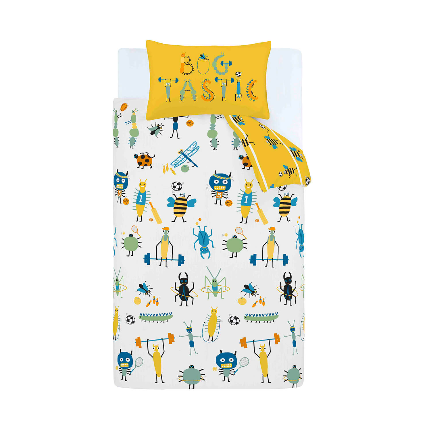 Catherine Lansfield Bugtastic Easy Care Duvet Set - Yellow 5 Shaws Department Stores