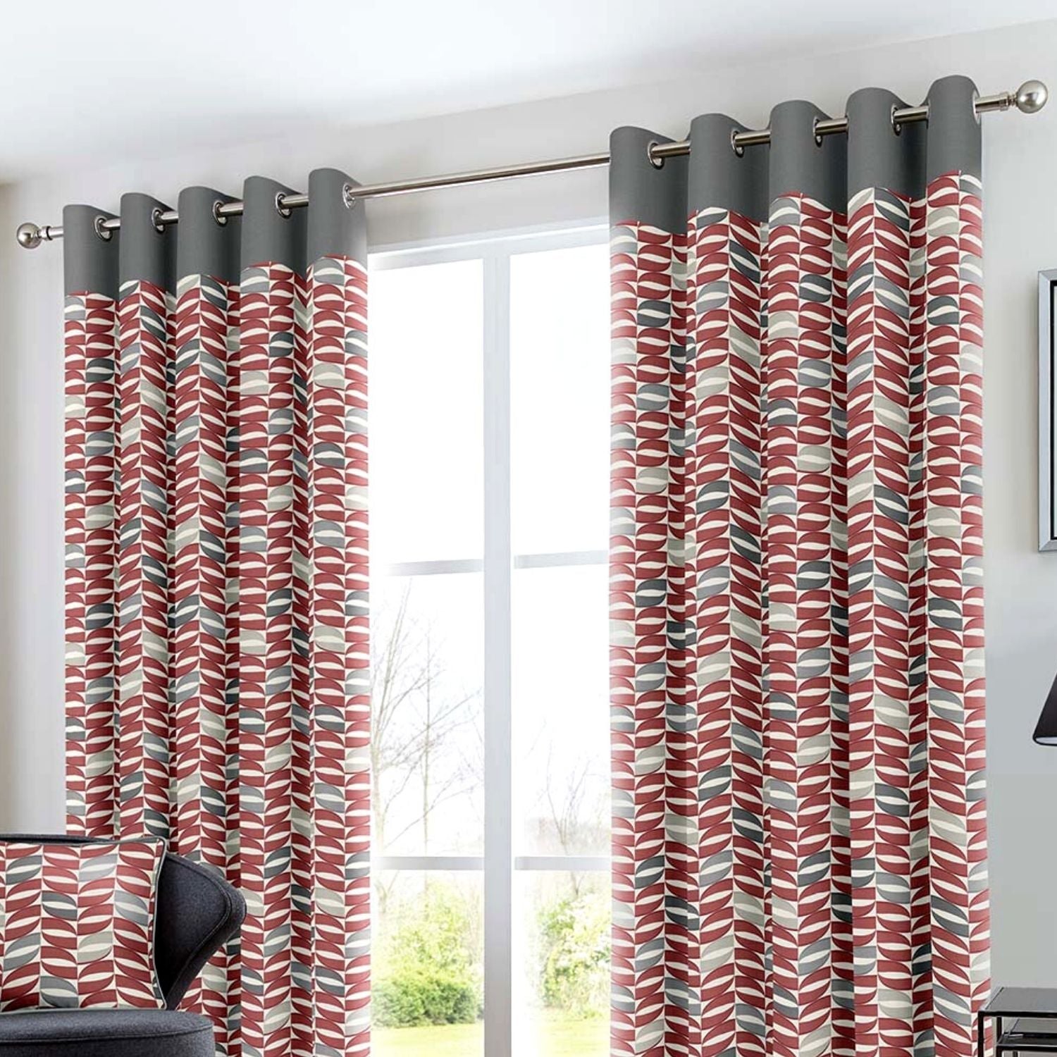 Fusion Copeland Eyelt Curtains Red - 49x90 1 Shaws Department Stores