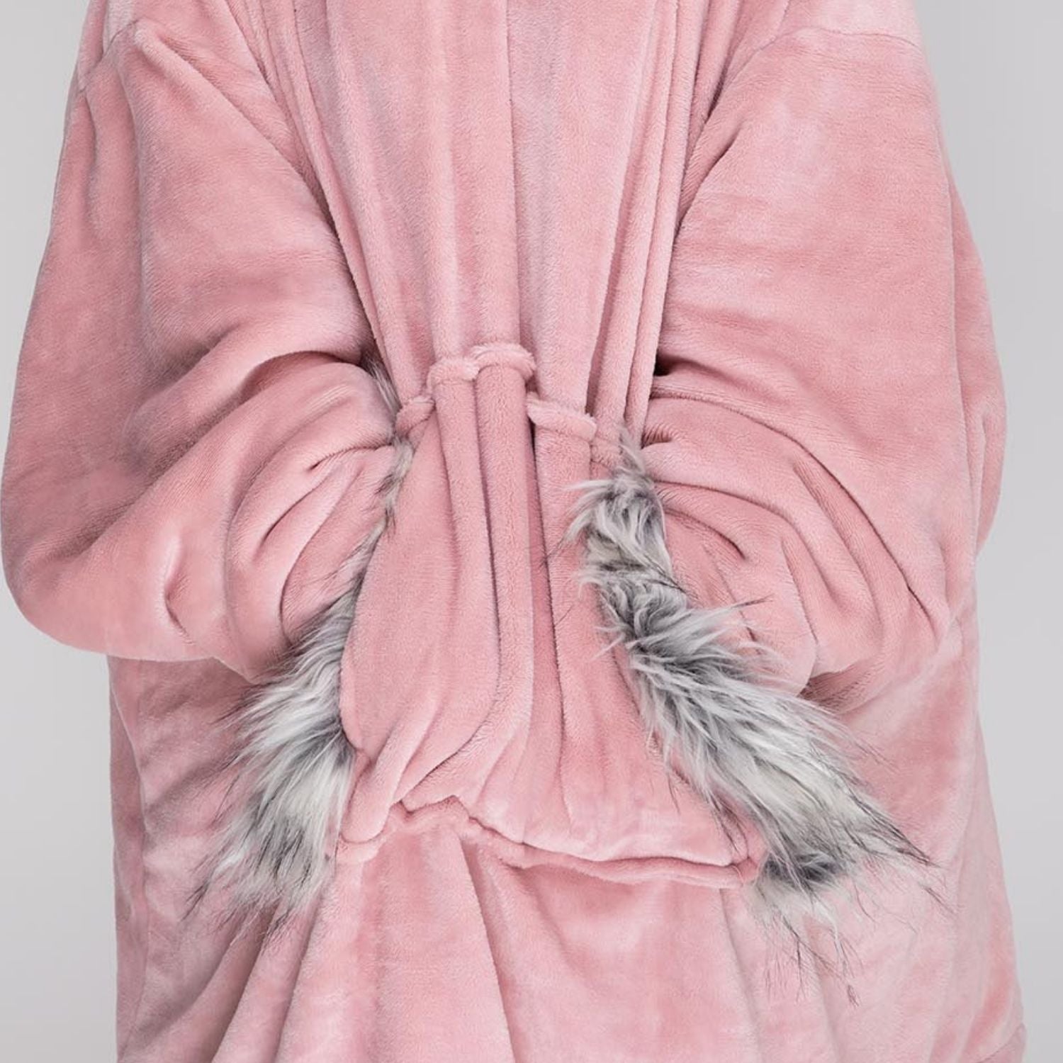 The Home Bedroom Fur Trim Cosy Robe - Pink 3 Shaws Department Stores