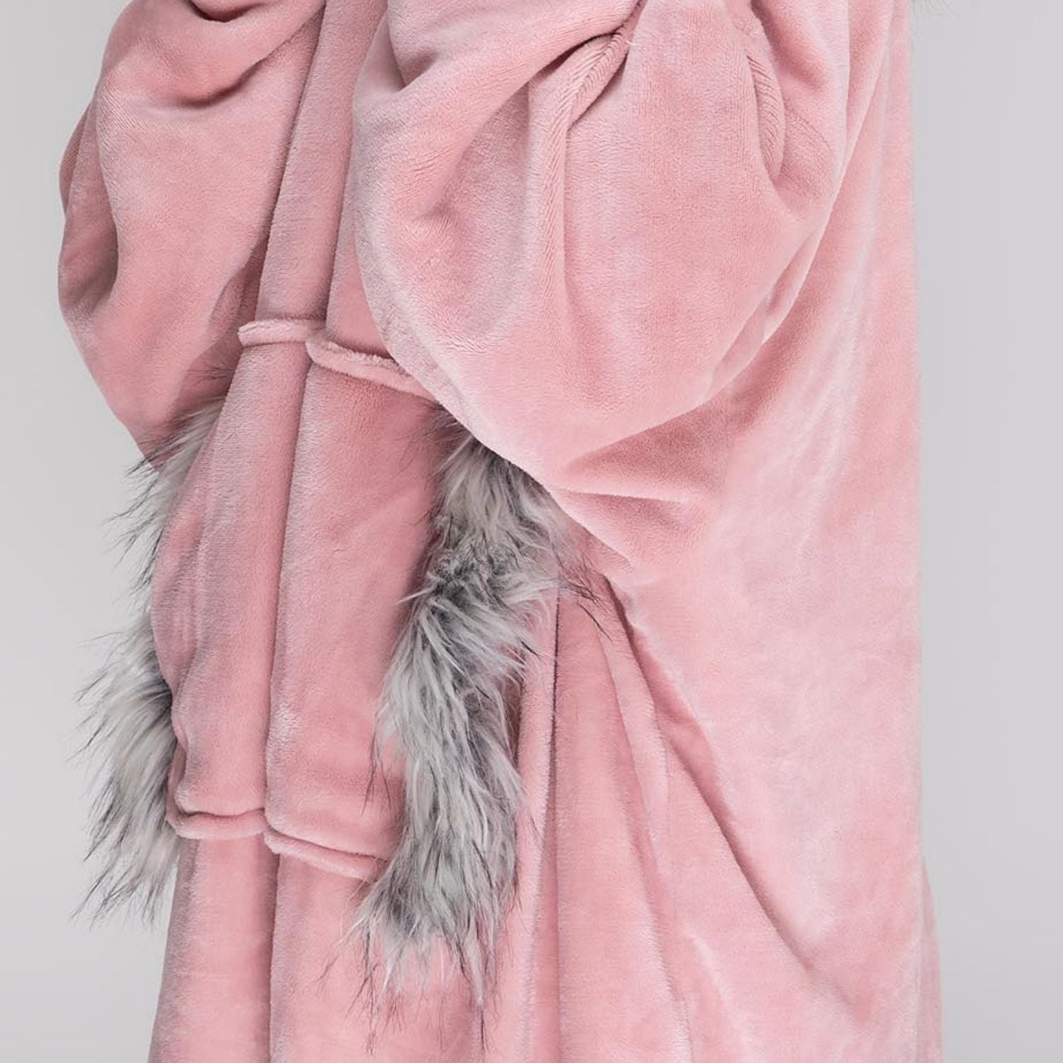 The Home Bedroom Fur Trim Cosy Robe - Pink 2 Shaws Department Stores