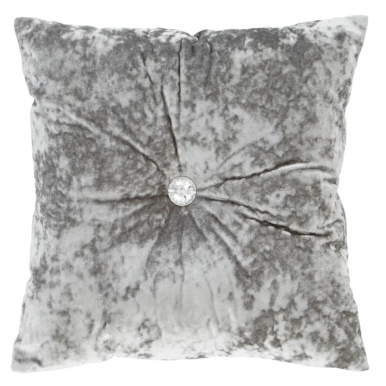 Catherine Lansfield Crushed Velvet Filled Cushion - Silver 1 Shaws Department Stores