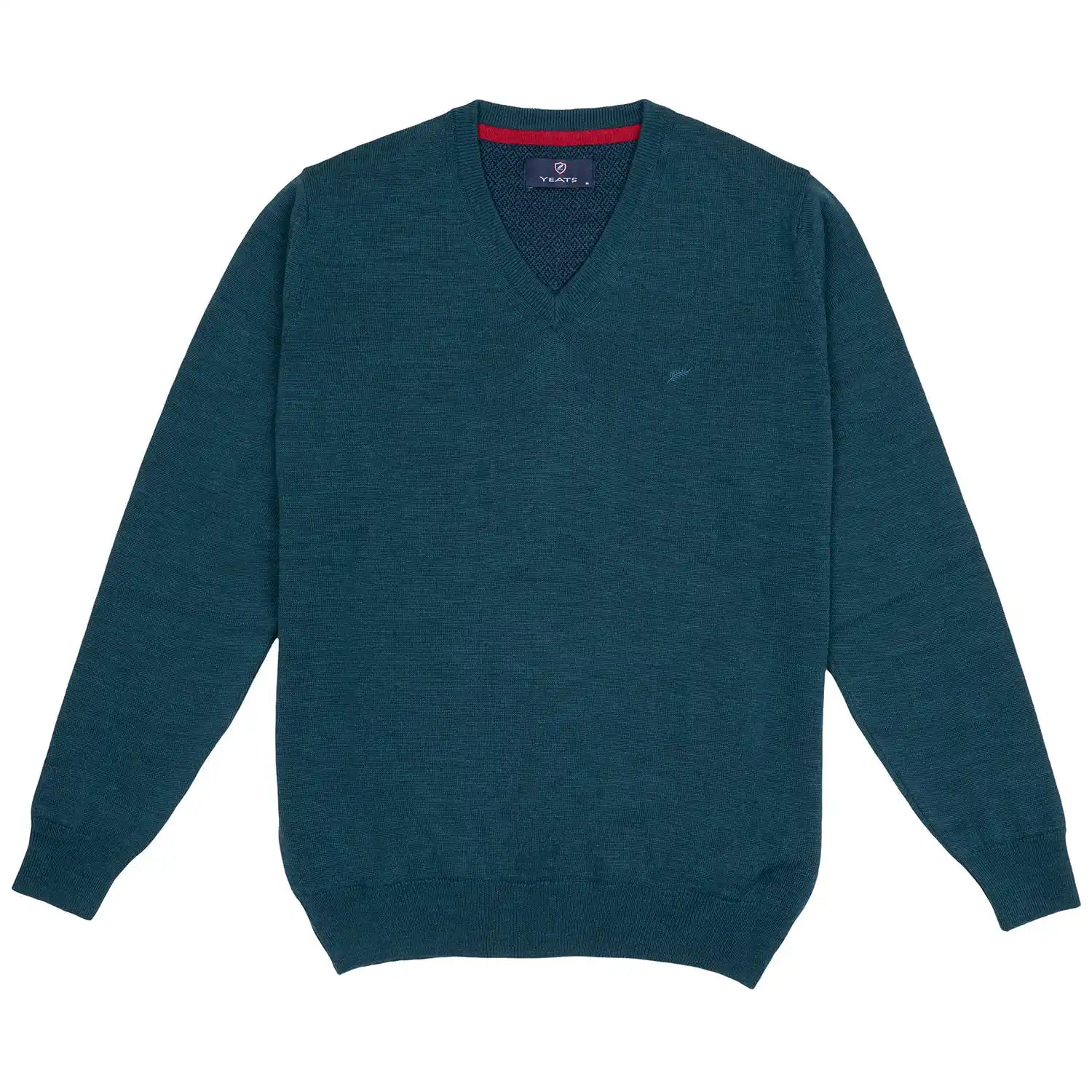 Yeats Plain V Neck Jumper - Teal 1 Shaws Department Stores