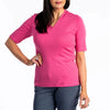 Plain V Neck T-shirt - Pink