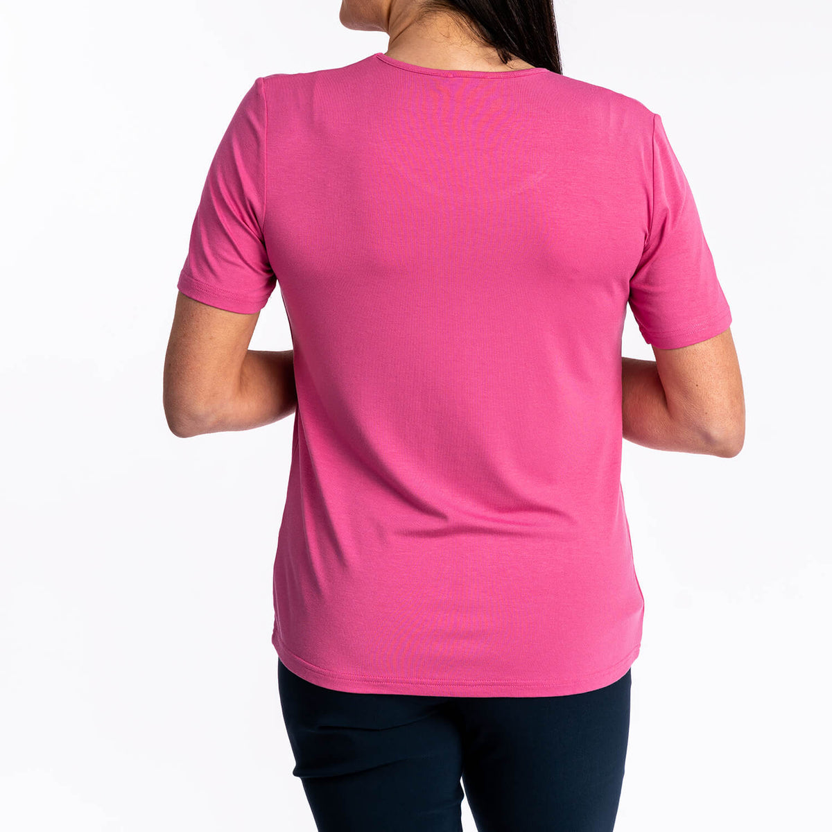 Pleat Crew Neck T-shirt - Pink