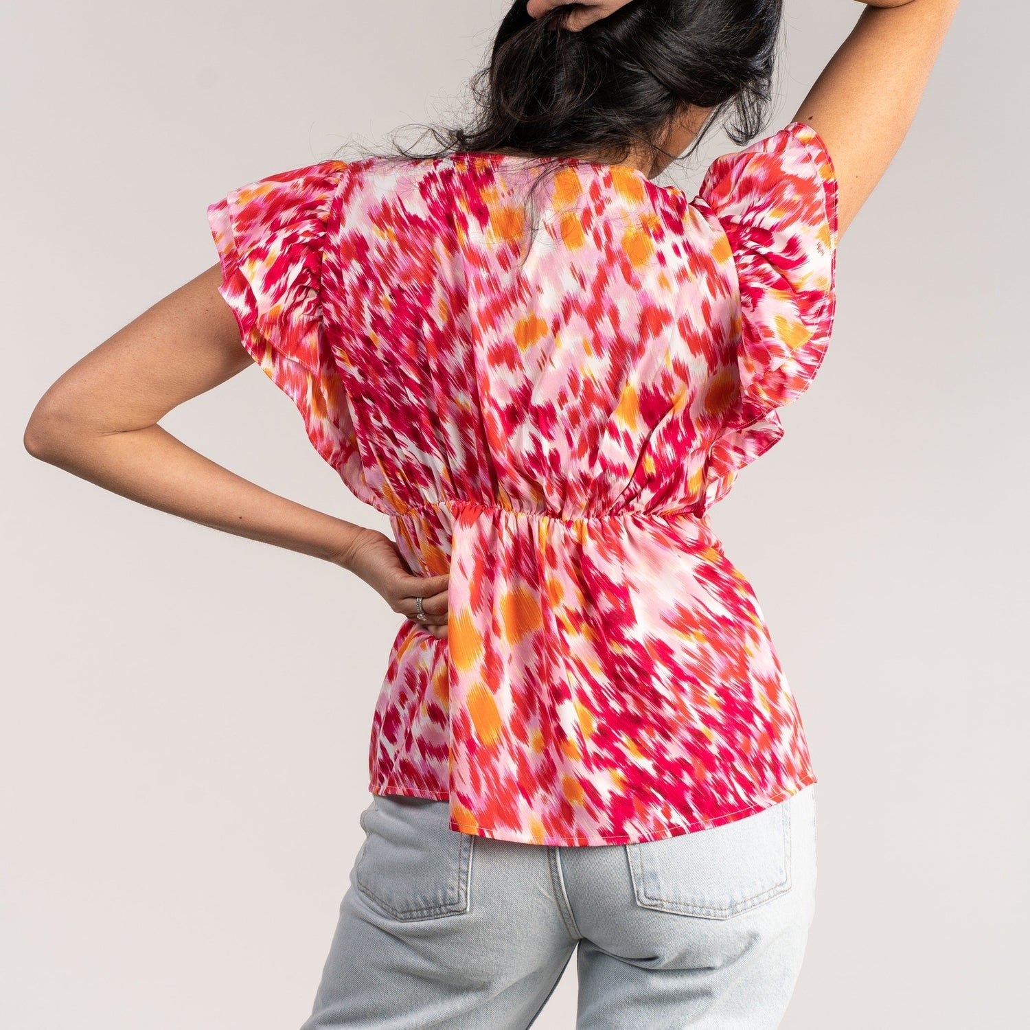 Naoise V Neck Chiffon Top - Red 5 Shaws Department Stores