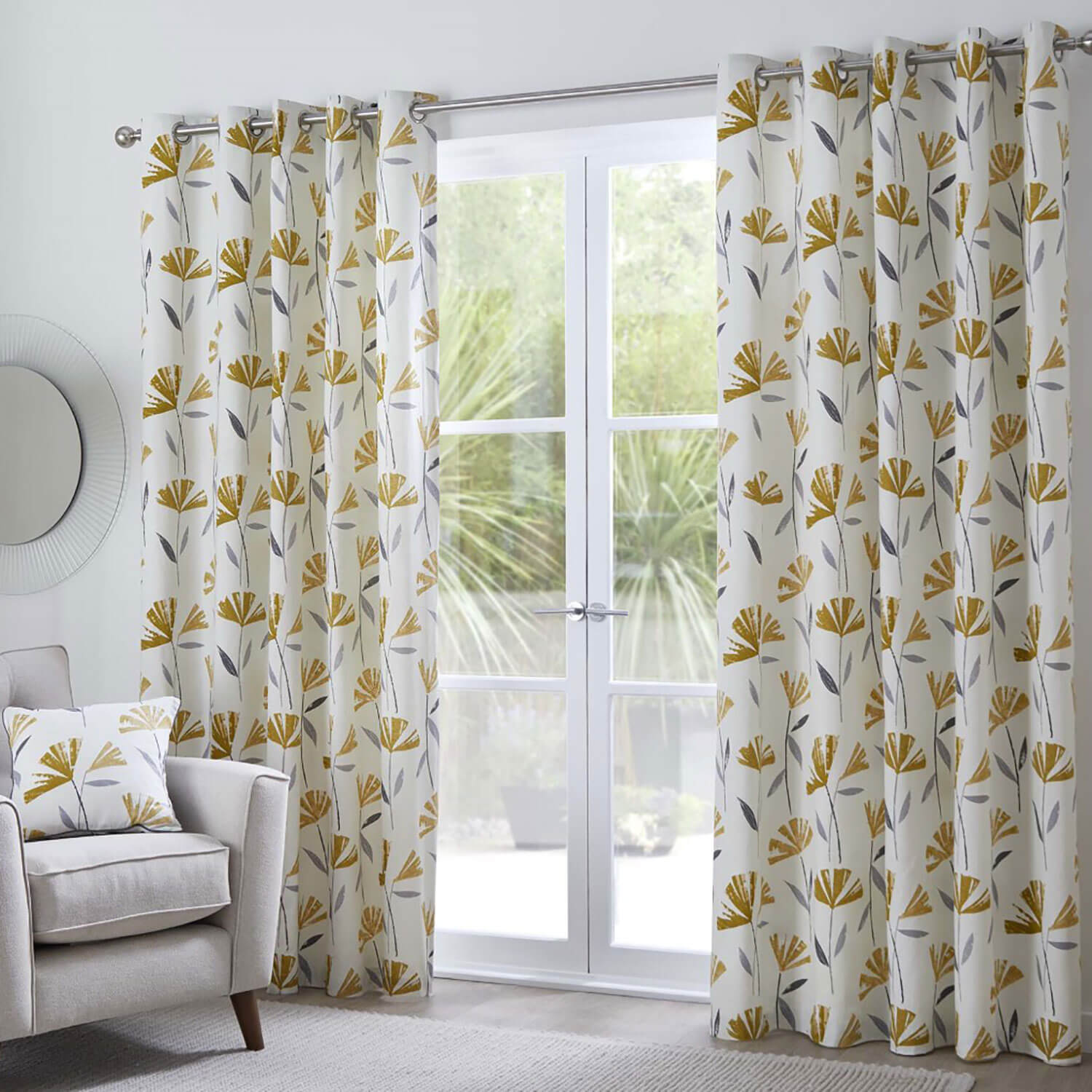 The Home Bedroom Dacey Eyelet Curtains - Ochre 1 Shaws Department Stores