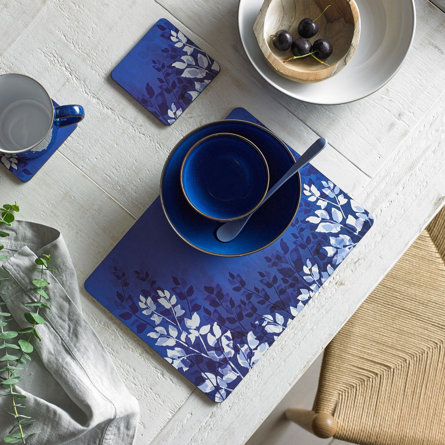 Denby Blue Foliage Placemats Set of 6 - Blue 2 Shaws Department Stores