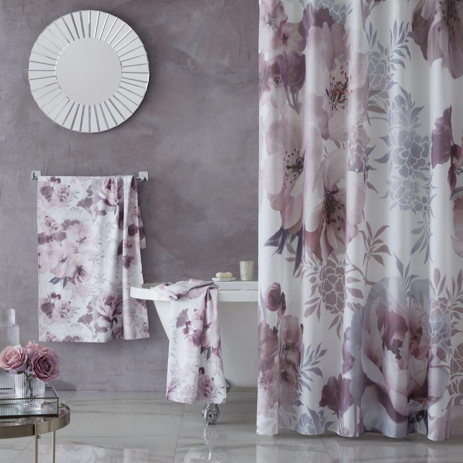 Catherine Lansfield Dramatic Floral Shower Curtain - Blush Pink 1 Shaws Department Stores