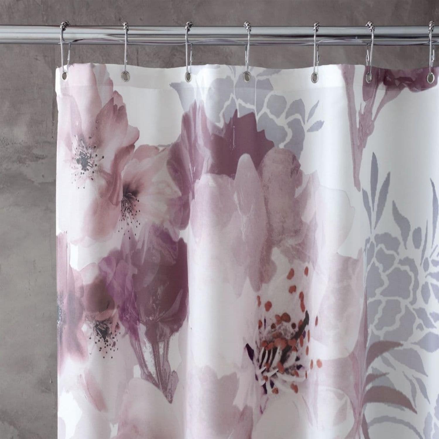 Catherine Lansfield Dramatic Floral Shower Curtain - Blush Pink 2 Shaws Department Stores