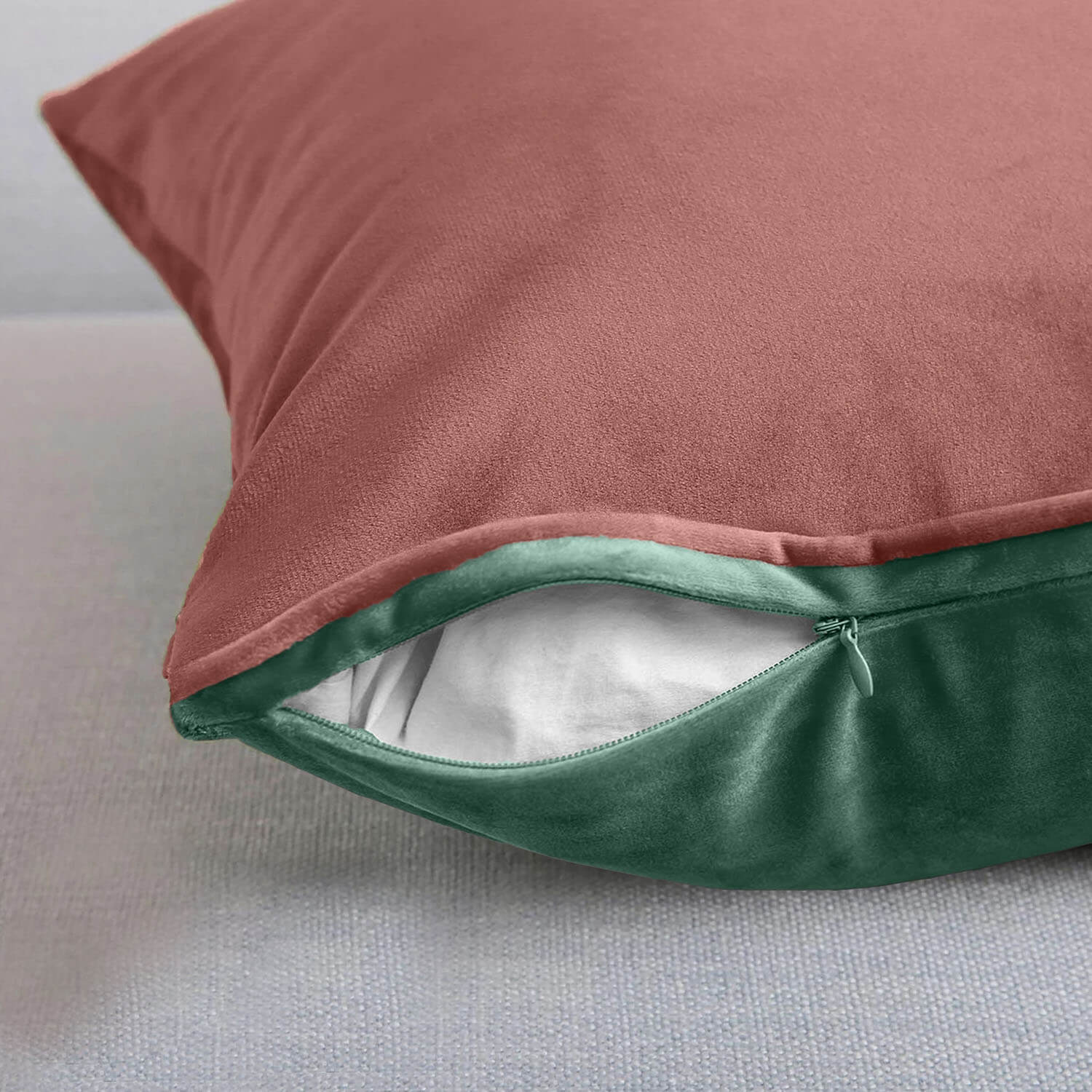 The Home Collection Luna Velvet Cushion - Dusky/Sage 2 Shaws Department Stores