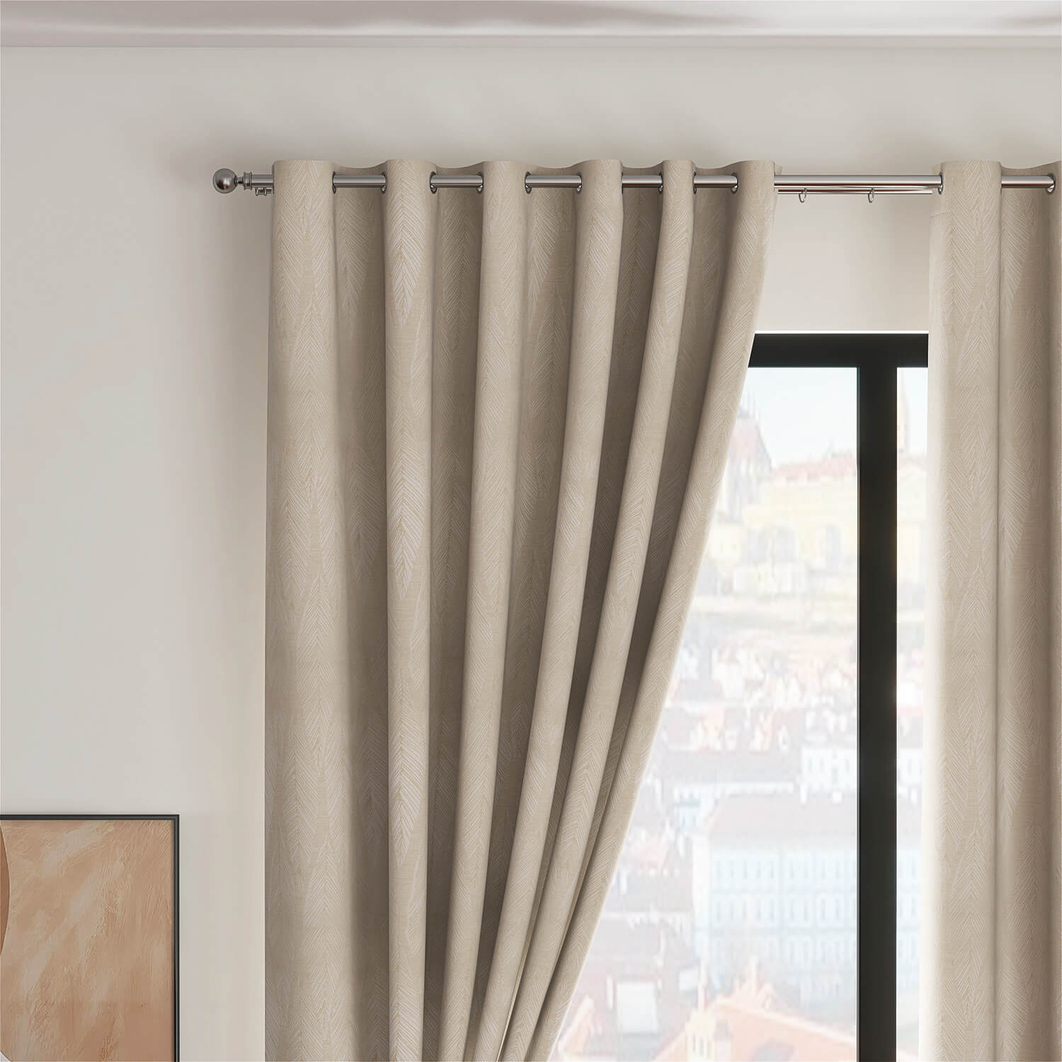 The Home Collection Marseille Eyelet Readymade Curtains - Ivory 2 Shaws Department Stores