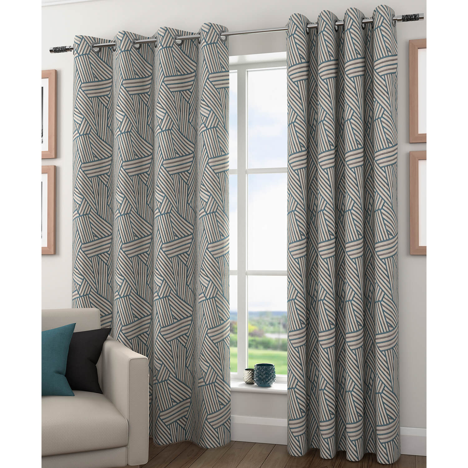 The Home Spectre Interlined Readymade Curtains - Teal 1 Shaws Department Stores