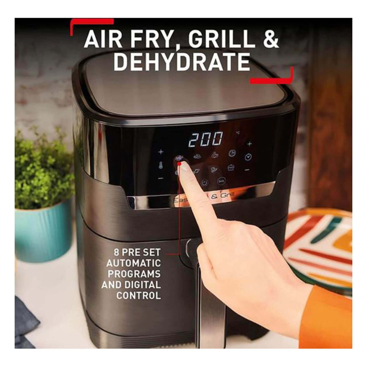 Tefal EY505827 TEFAL EASY FRY AIR FRYER &amp; GRILL - Black 2 Shaws Department Stores