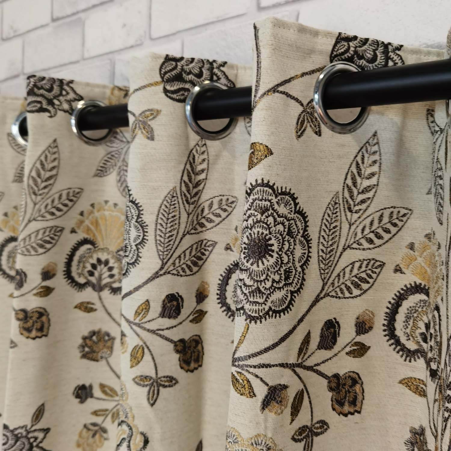 The Home Collection Jacobean Eyelet Readymade Curtains - Ochre 6 Shaws Department Stores