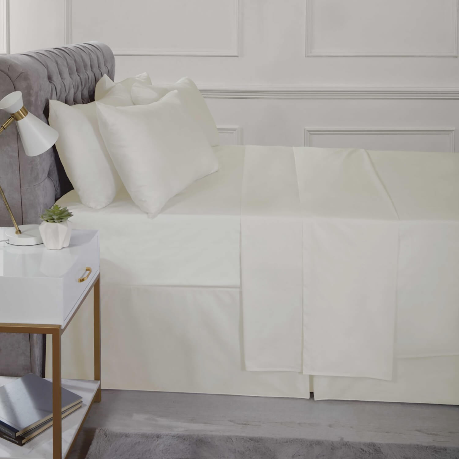 The Home Bedroom Easy Care Percale Flat Sheet - Cream 1 Shaws Department Stores