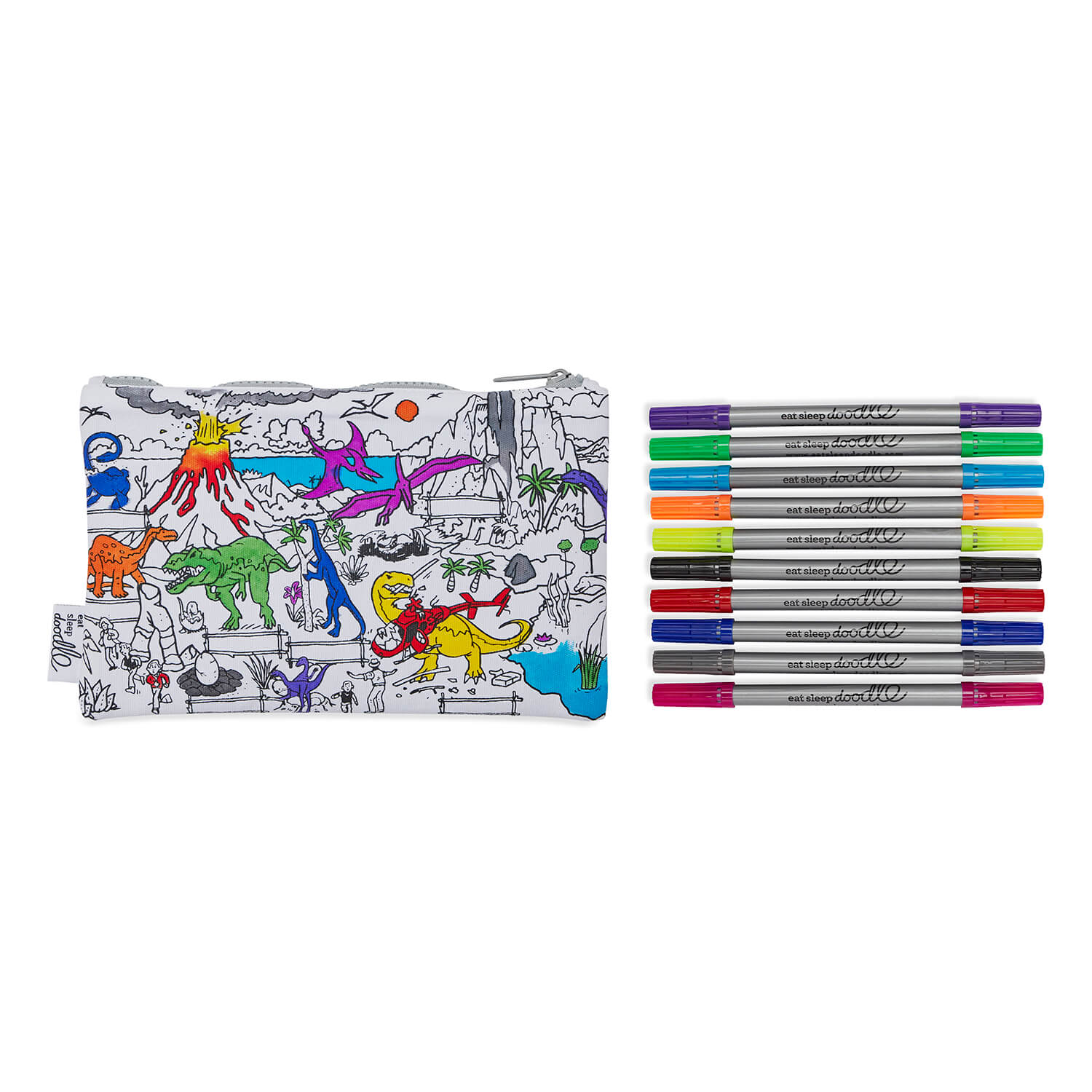 Eat Sleep Doodle Dinosaur Pencil Case - White 1 Shaws Department Stores