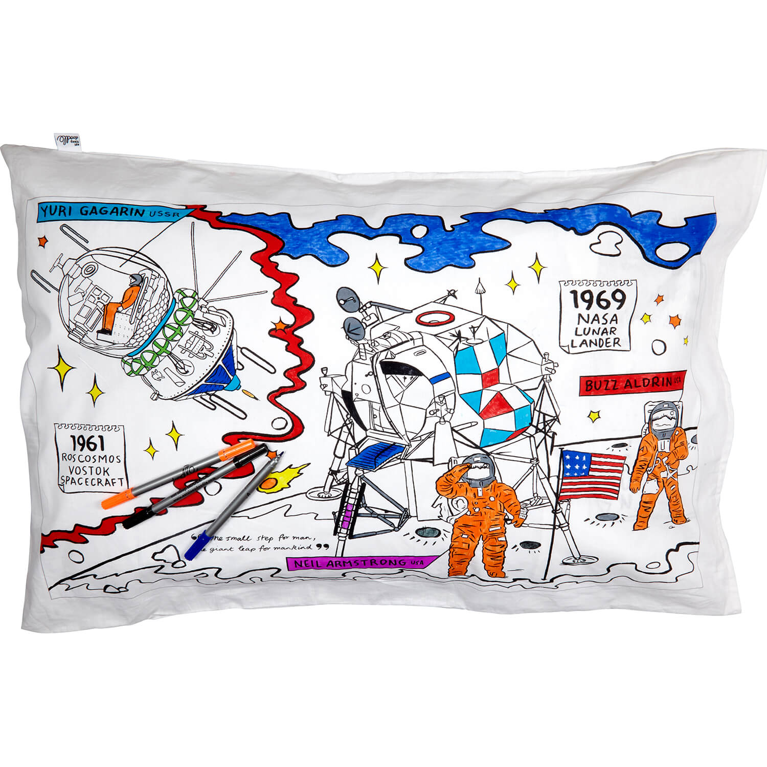 Eat Sleep Doodle Space Explorer Pillowcase - White 1 Shaws Department Stores