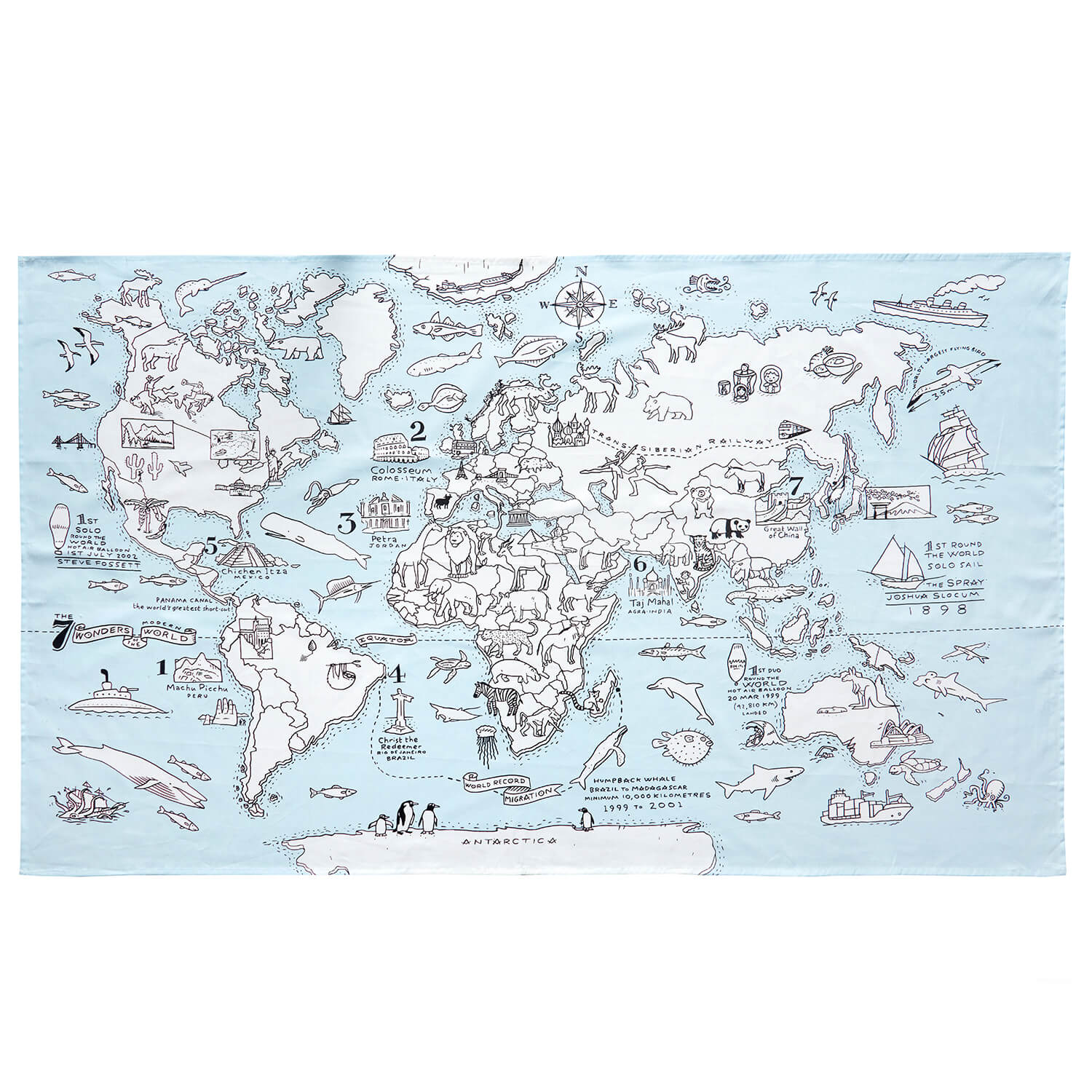 Eat Sleep Doodle World Mat Tablecloth - White / Blue 1 Shaws Department Stores