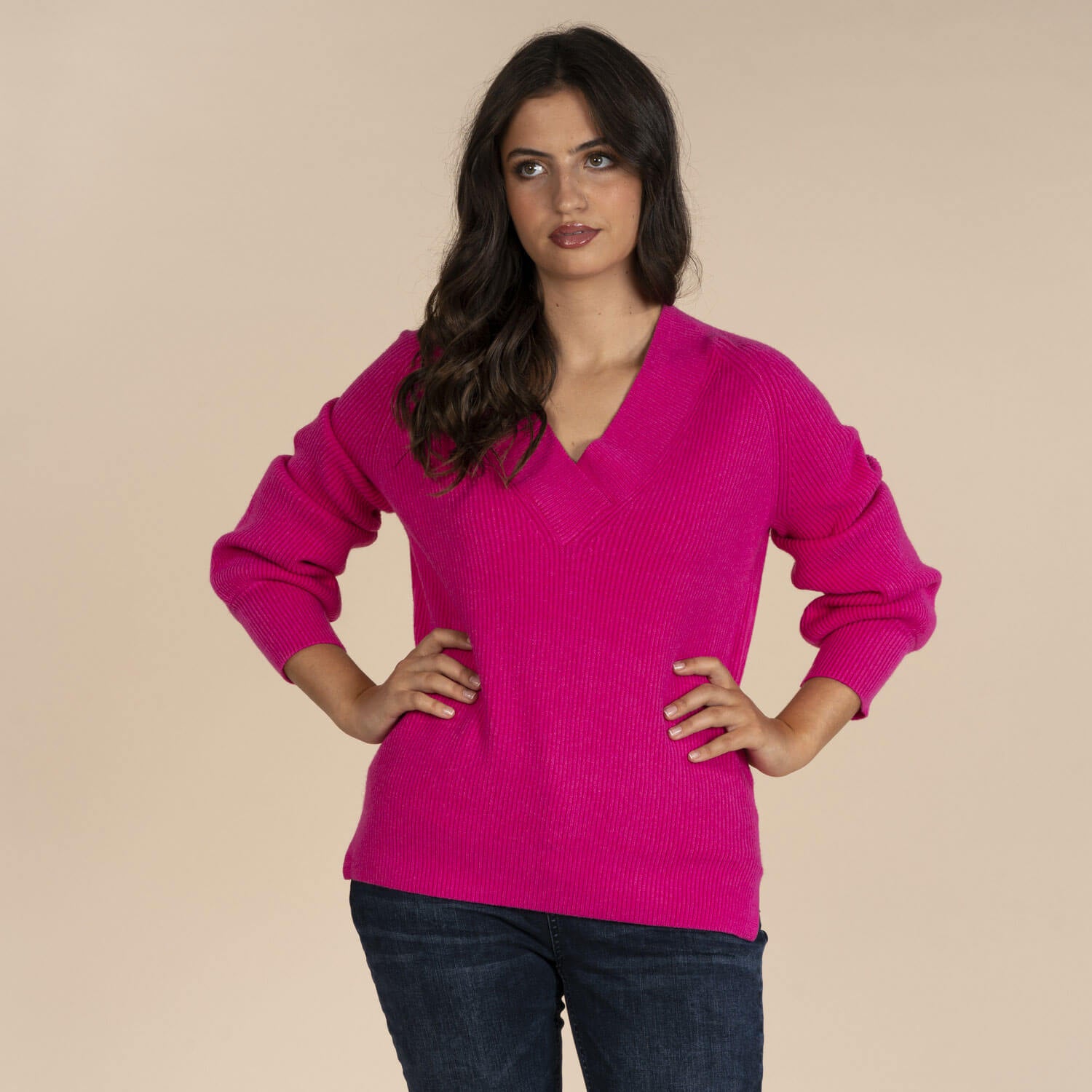 Naoise V-Sweater Sweater - Pink 1 Shaws Department Stores