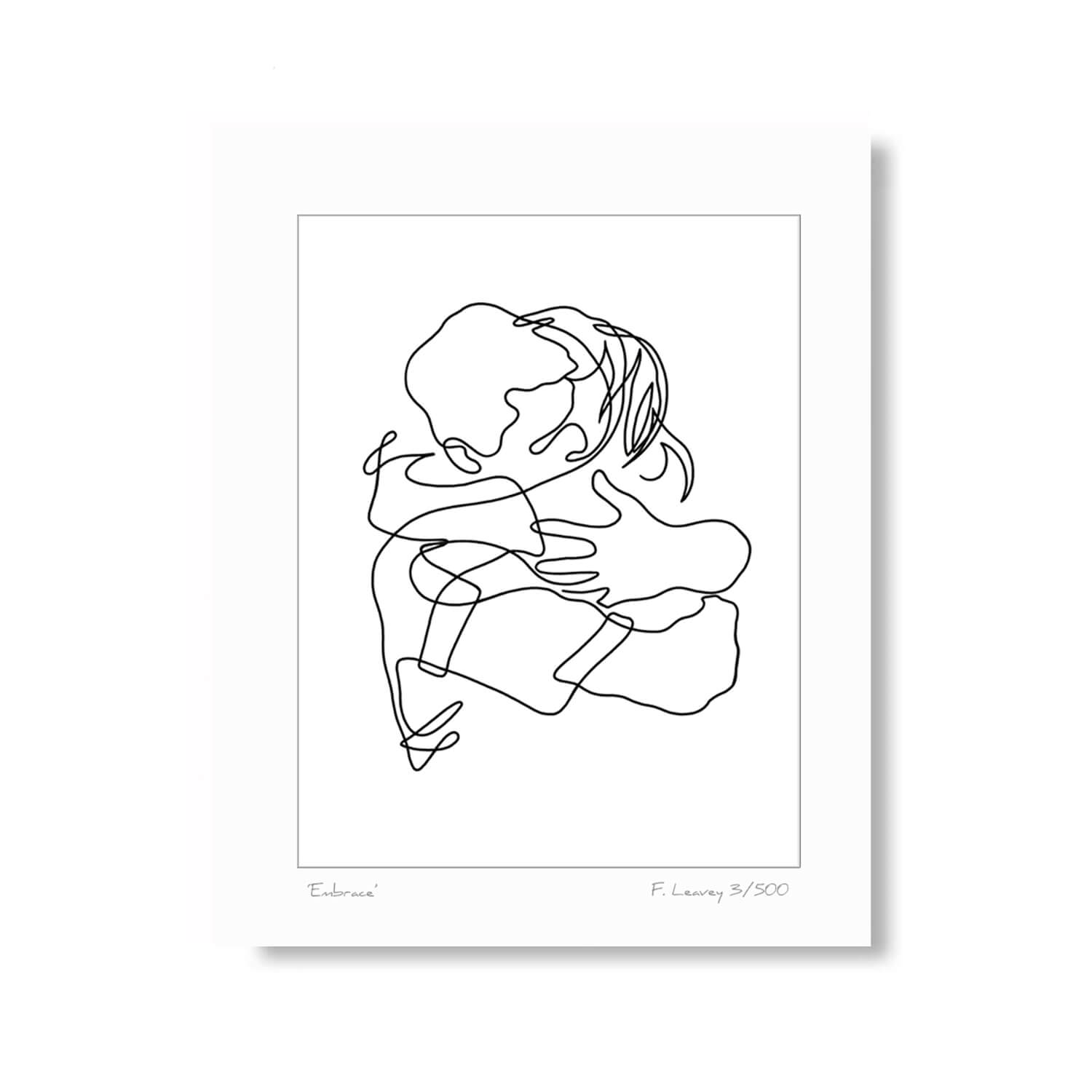 Fab Cow Embrace - Minimalist Mounted Art 16&quot; x 12&quot; - Black 1 Shaws Department Stores