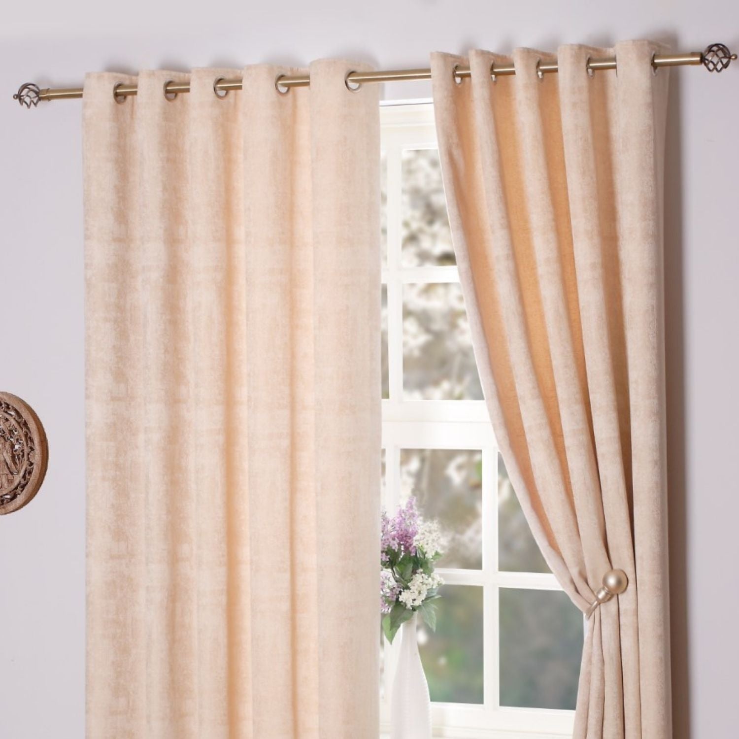 The Home Living Room Fiesta Ring Top Curtains - Champagne 2 Shaws Department Stores