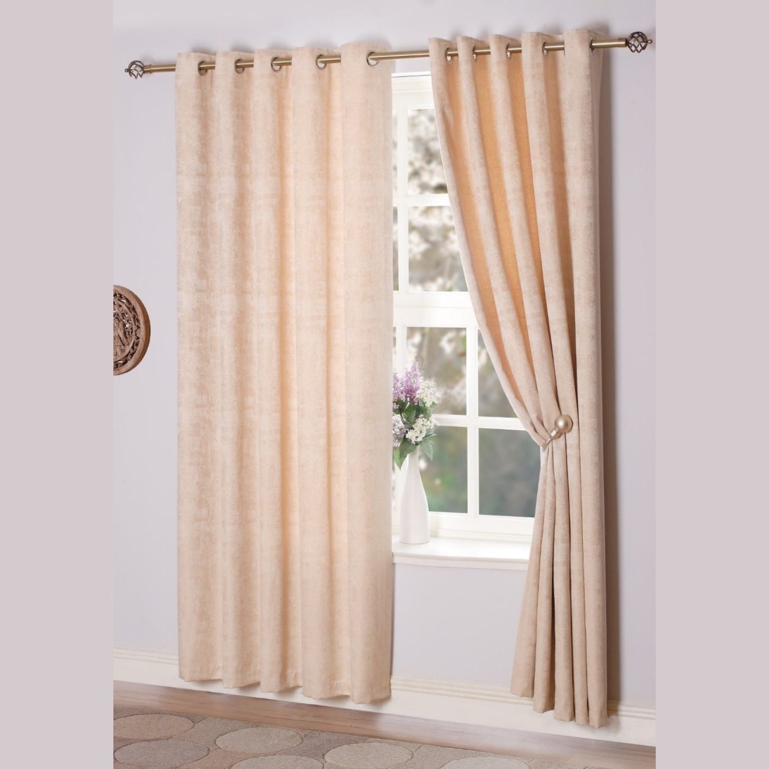 The Home Living Room Fiesta Ring Top Curtains - Champagne 1 Shaws Department Stores