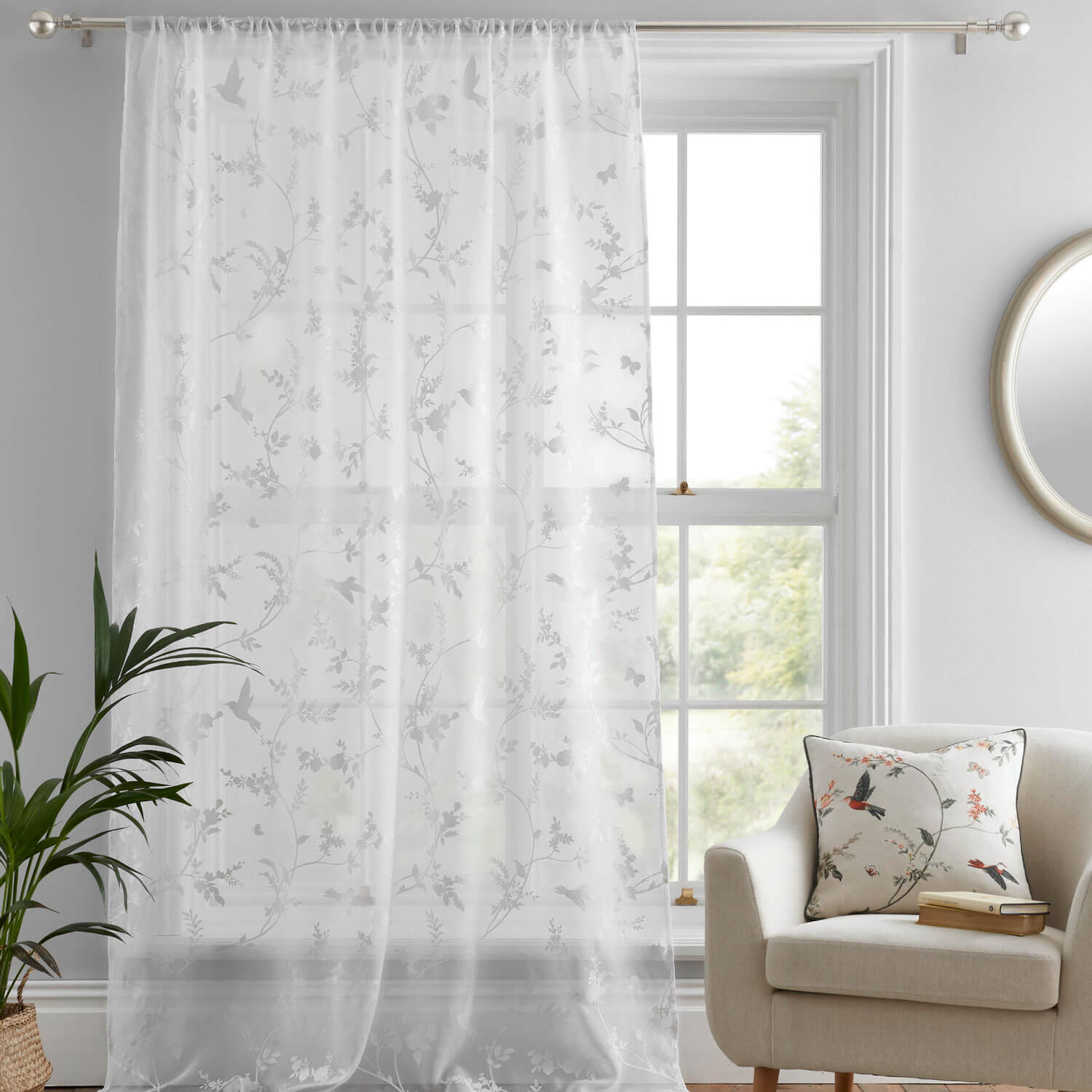 The Home Collection Flora Printed Voile Curtains - 140x137 1 Shaws Department Stores