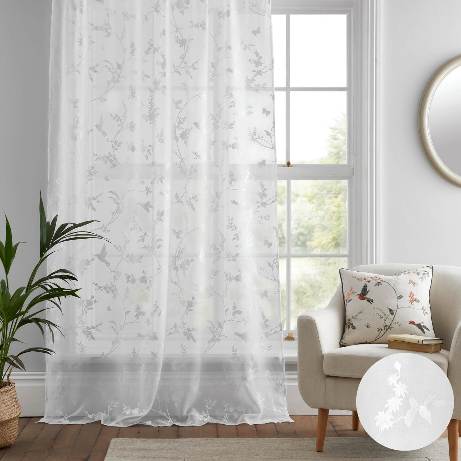 The Home Collection Flora Printed Voile Curtains - 140x137 3 Shaws Department Stores