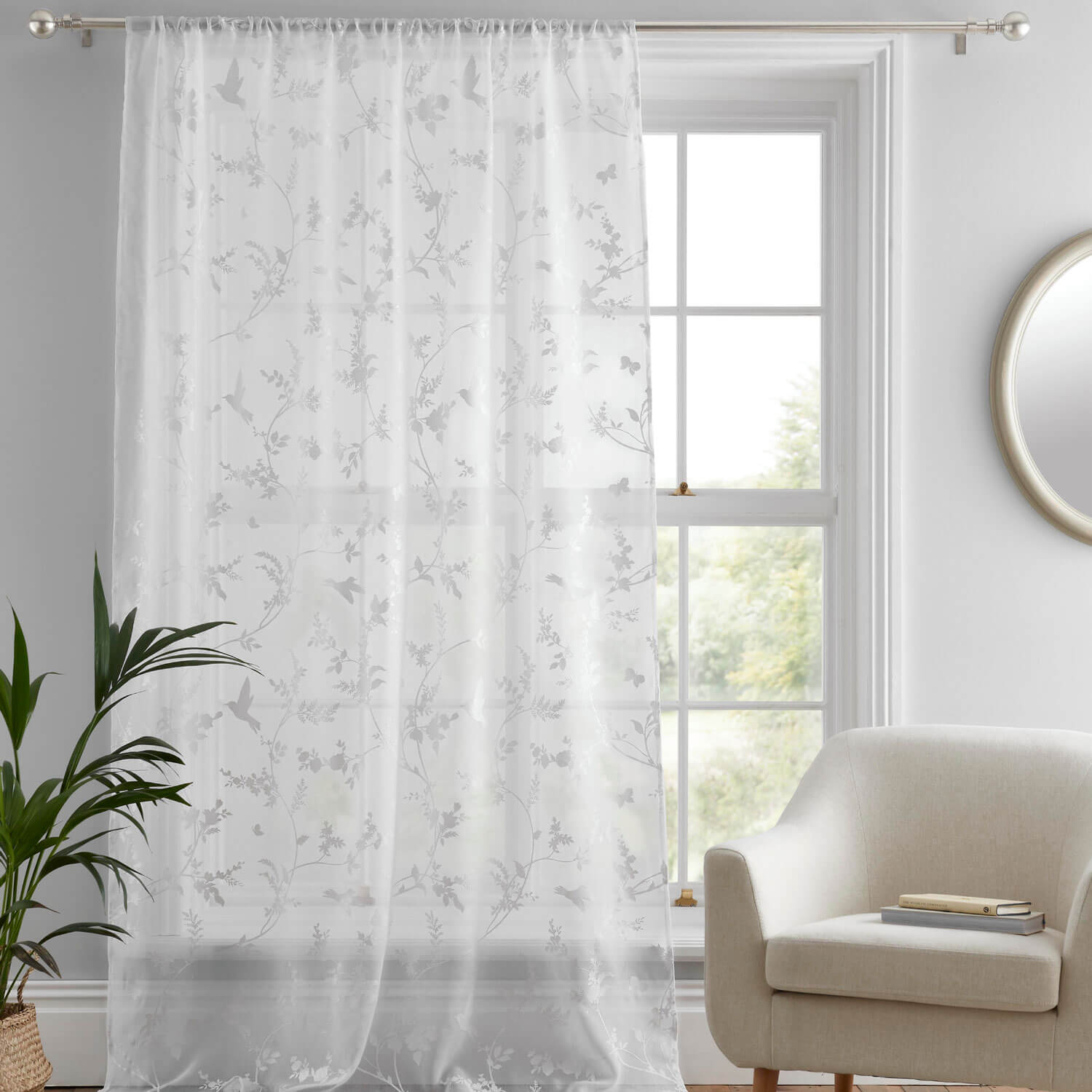 The Home Collection Flora Printed Voile Curtains - 140x137 4 Shaws Department Stores