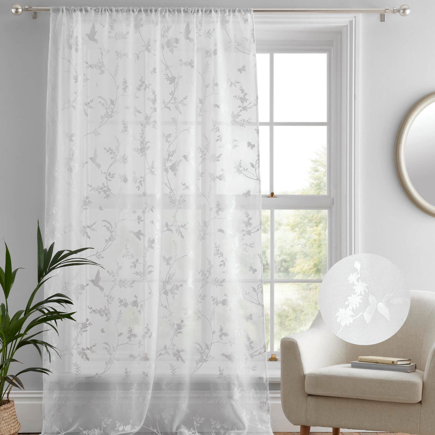The Home Collection Flora Printed Voile Curtains - 140x137 5 Shaws Department Stores