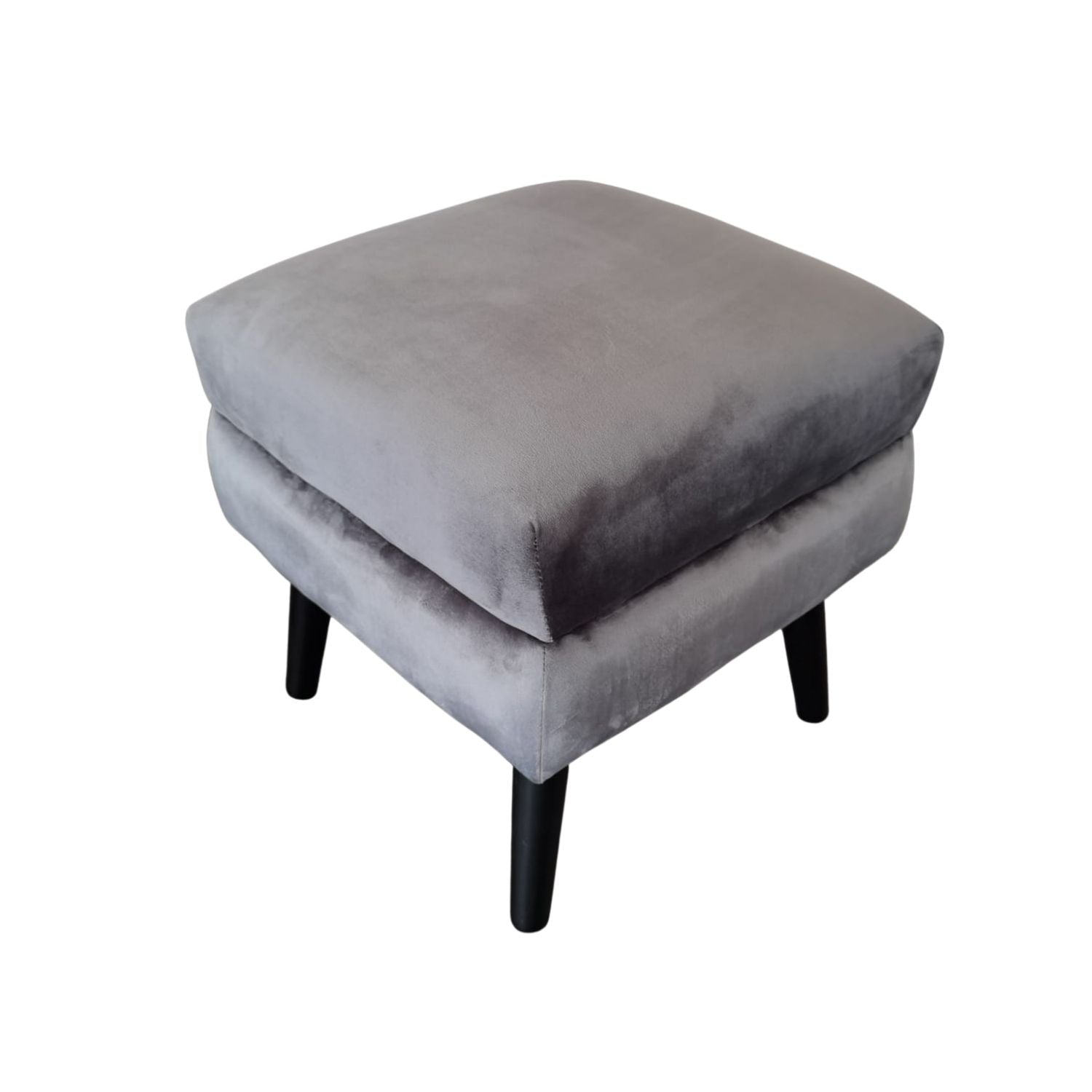 The Home Collection Velvet Plush Footstool - Grey 4 Shaws Department Stores