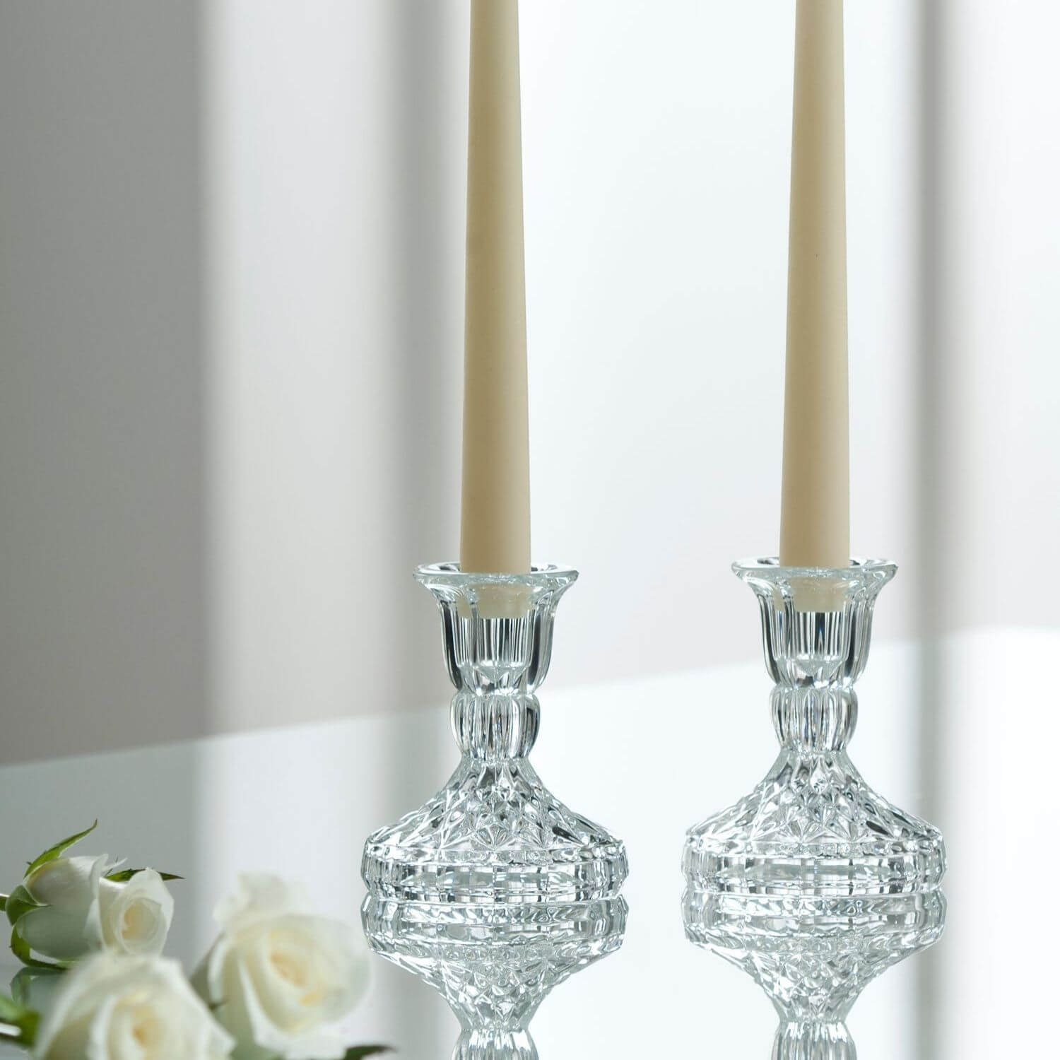 Galway Crystal Ashford Candlestick Pair 4&quot; 1 Shaws Department Stores