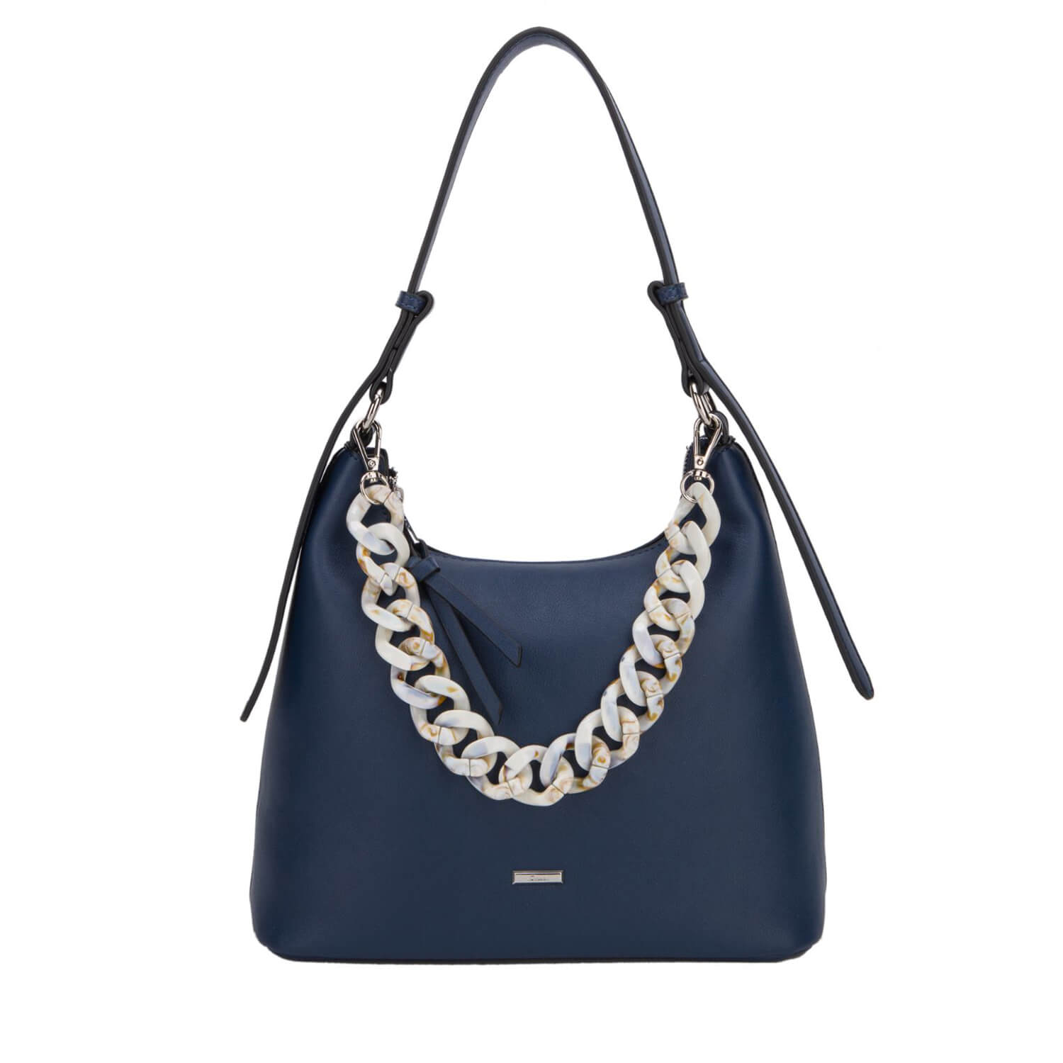 Gionni Saona Soft Hobo Handbag With Chain - Navy 1 Shaws Department Stores