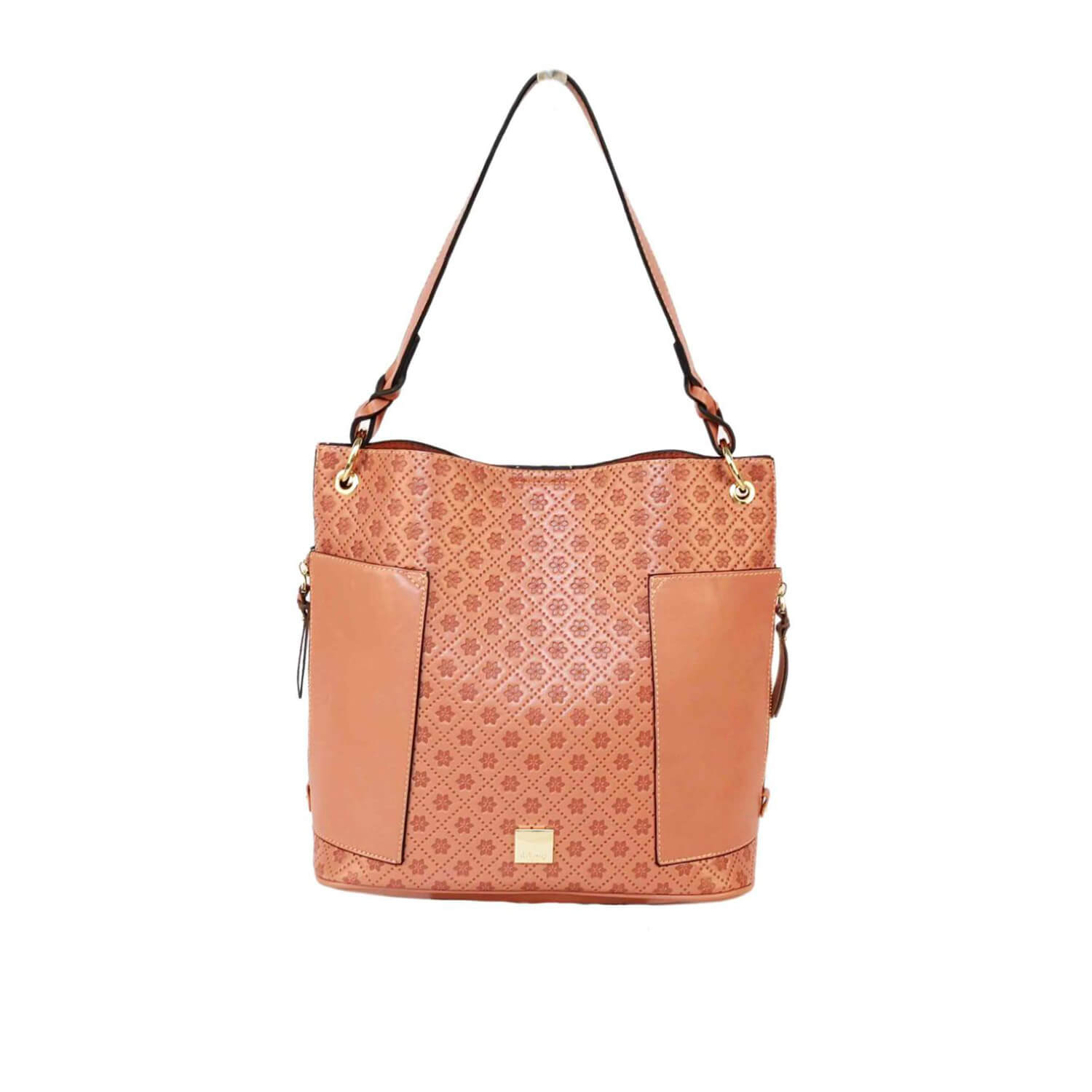 Gionni Valerian Embossed Hobo Handbag - Peach 1 Shaws Department Stores
