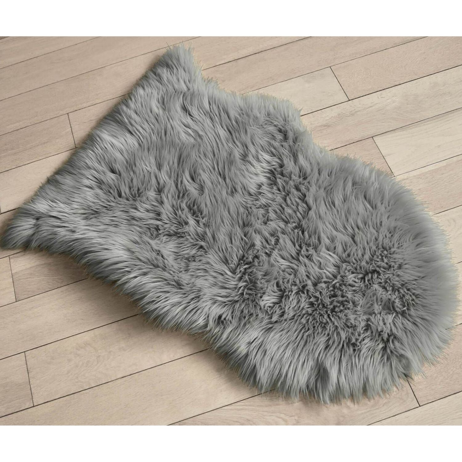 Velosso Faux Fur Sheepskin Rug 60cm x 90cm - Grey 1 Shaws Department Stores
