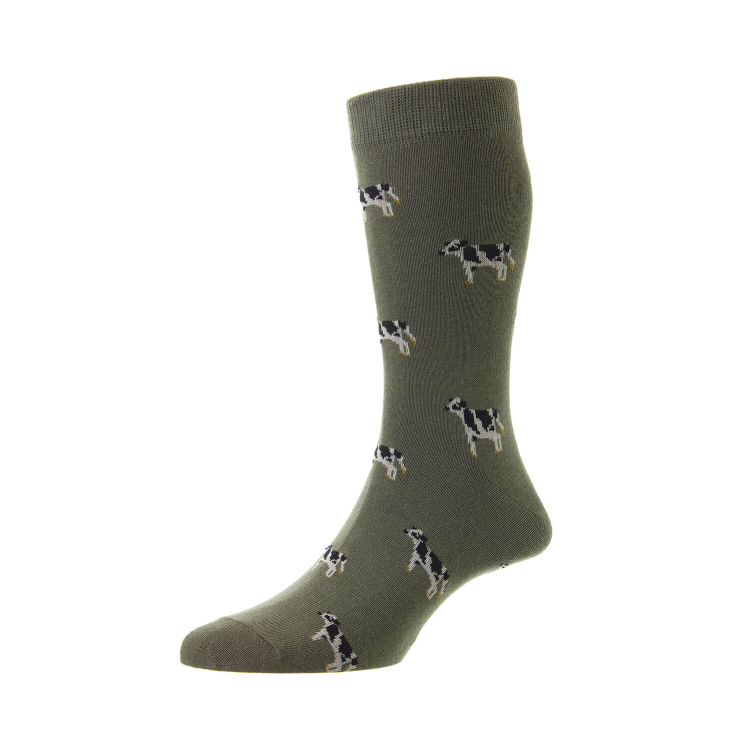 Hj Hall Cow Sock One Size - Olive Green 1 Shaws Department Stores