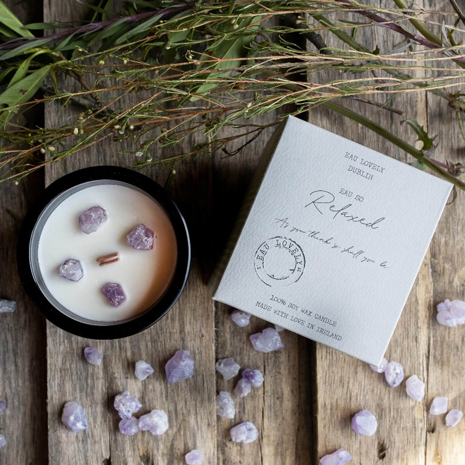 Herb Dublin Eau So Relaxed Gemstones Amethyst Candle 1 Shaws Department Stores