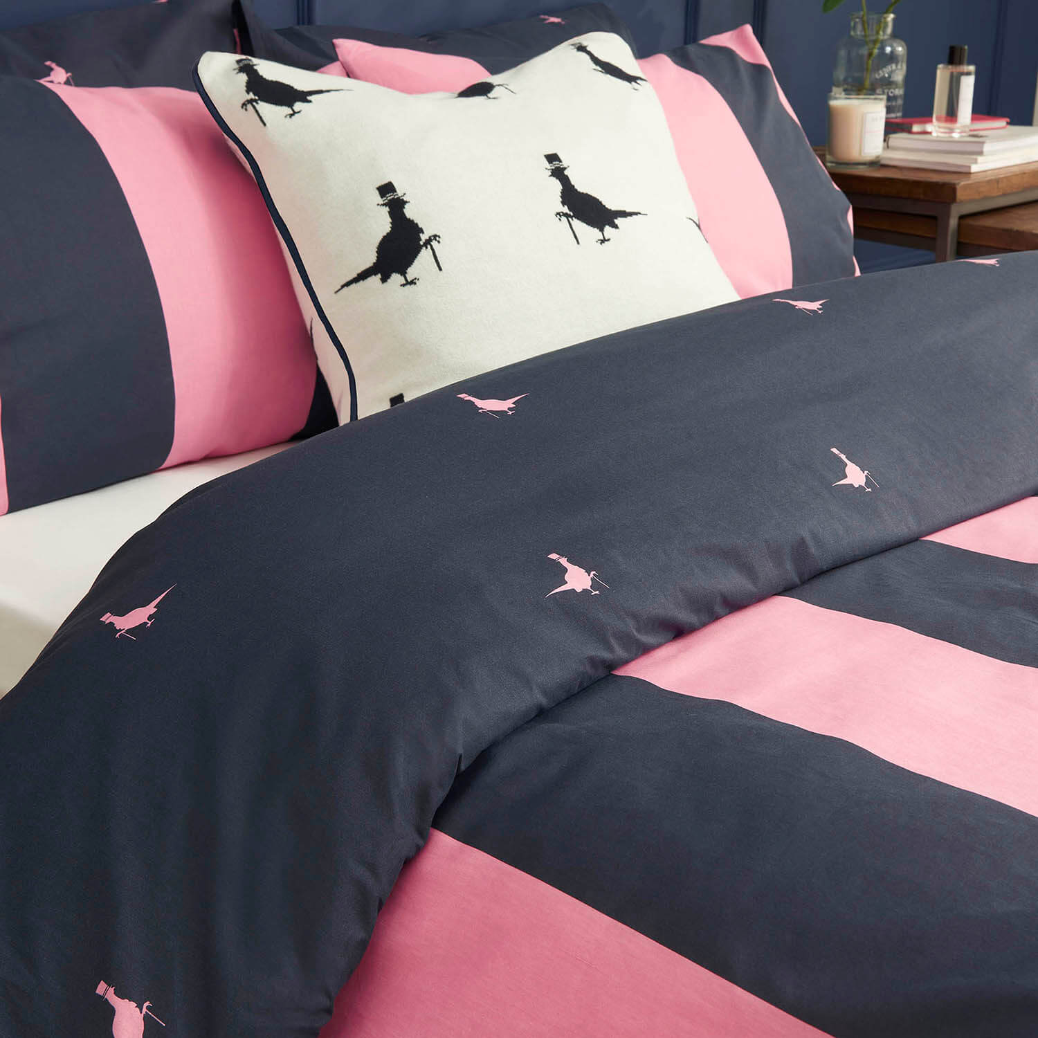  Jack Wills Heritage Stripe Duvet Set - Navy &amp; Pink 2 Shaws Department Stores