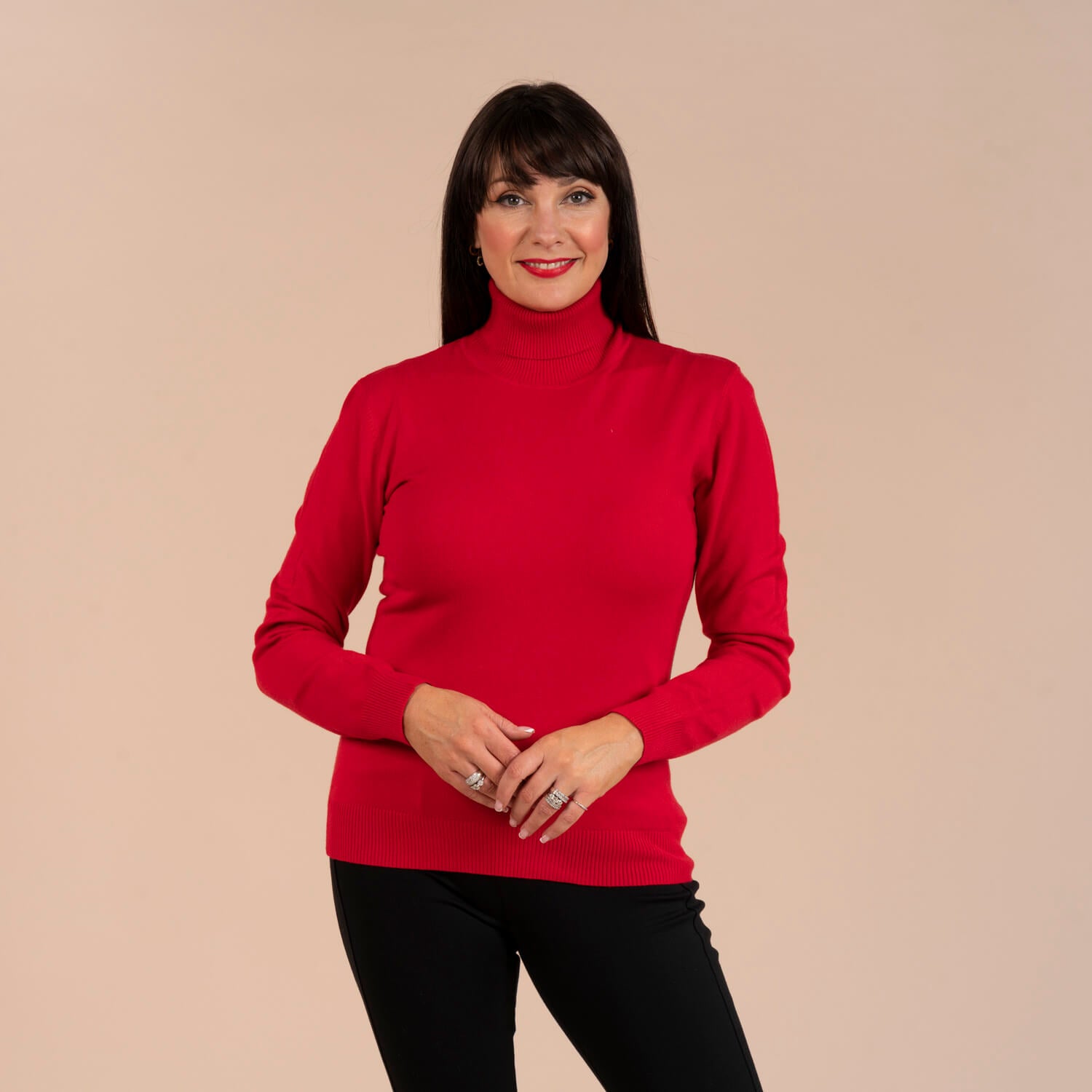 Tea Lane Roll Neck Basic Sweater - Red 1 Shaws Department Stores