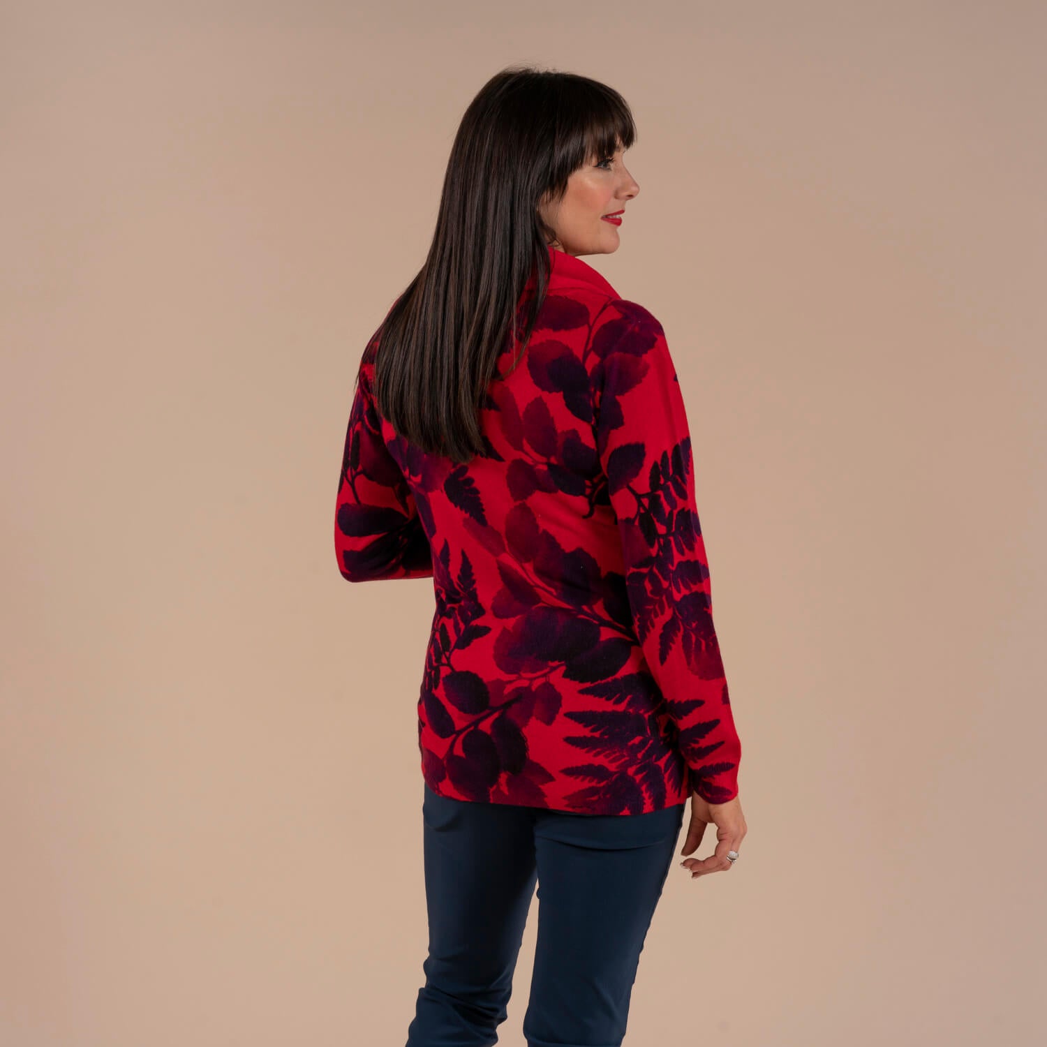 Tea Lane Scarf Floral Sweater - Red 3 Shaws Department Stores