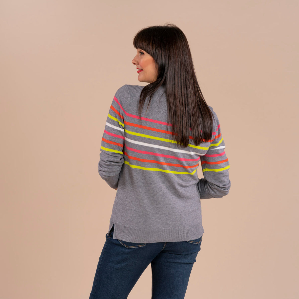 Multi Stripe Sweater - Grey