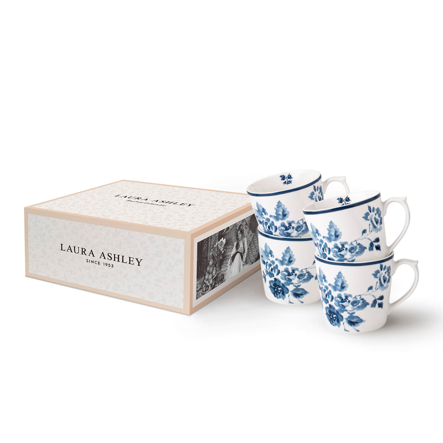 Laura Ashley Blueprint Collectables Set of 4 Mugs - 30cl 1 Shaws Department Stores